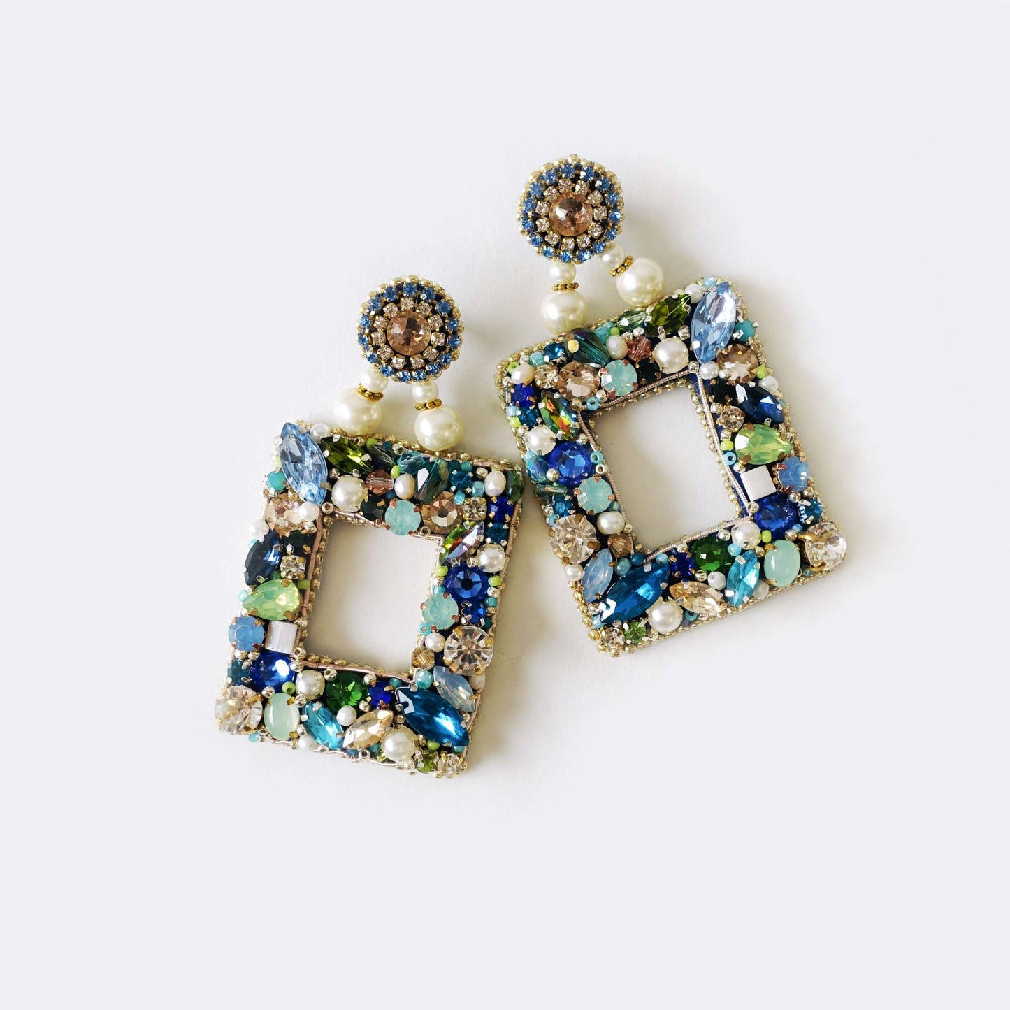 Colorful Rectangular Crystal Earrings 609 Diana