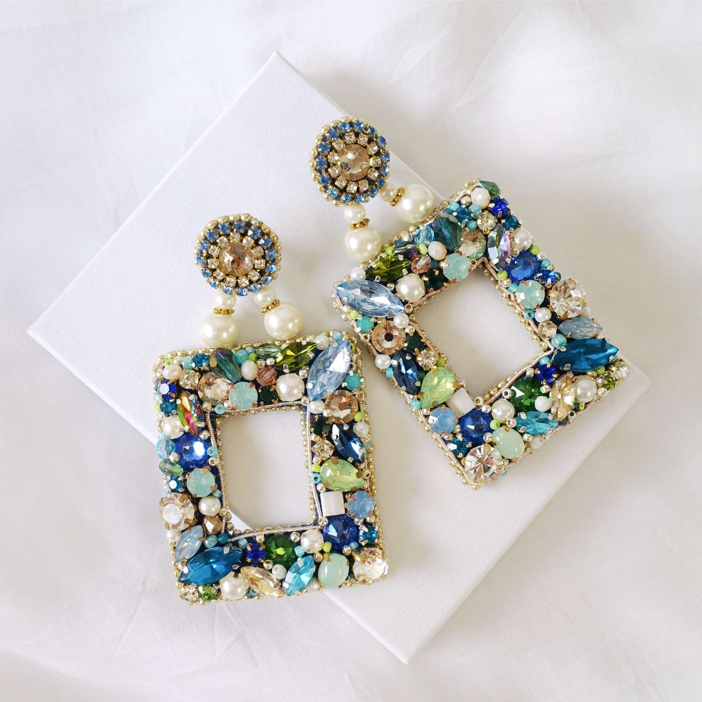 Colorful Rectangular Crystal Earrings 609 Diana