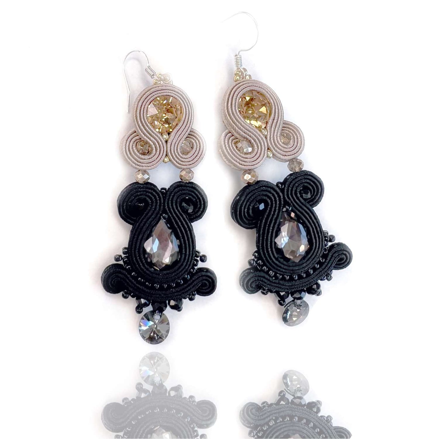 Black Cappuccino short soutache earrings, 178 BlackCoffe II