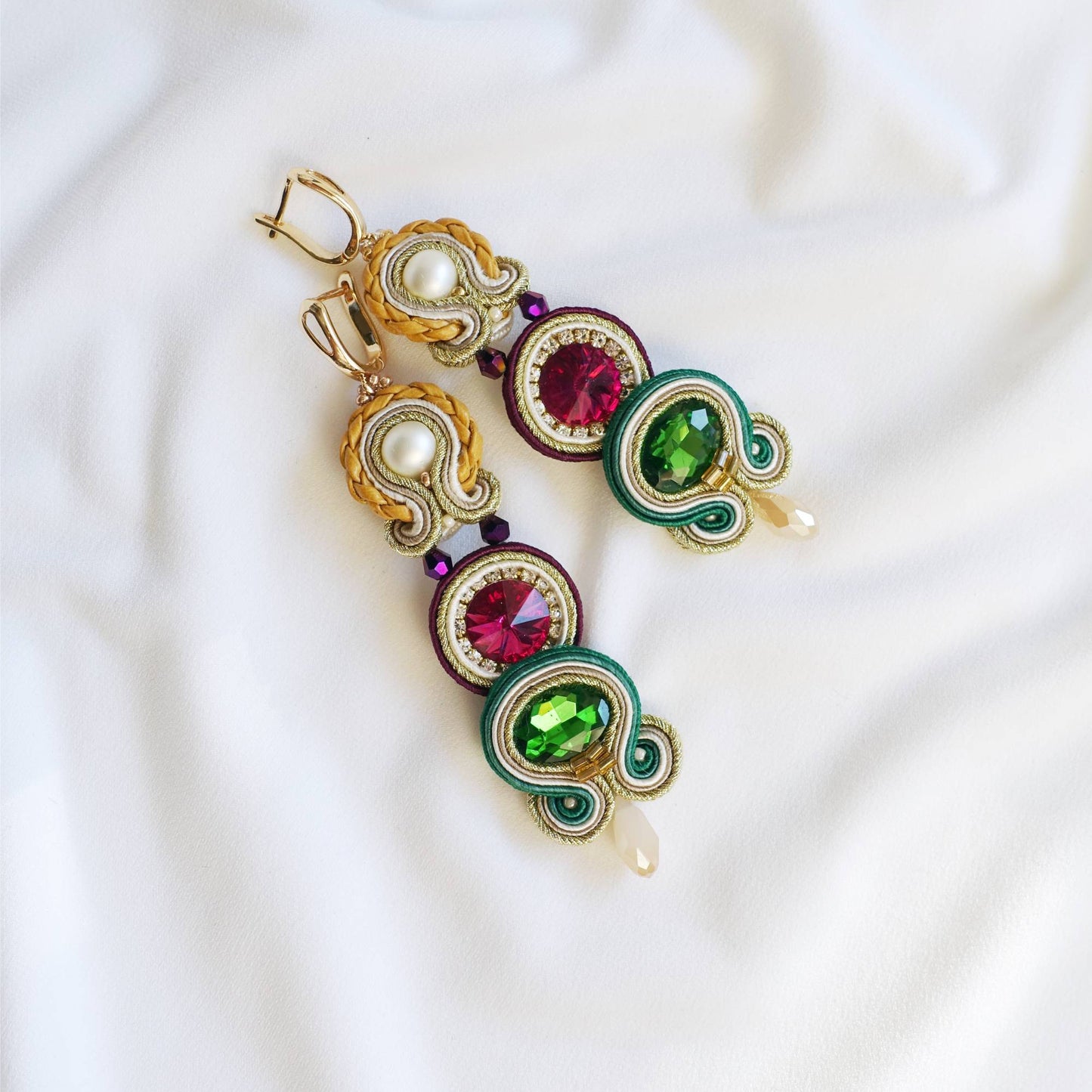 Mustard green soutache earrings 406 Affaro II