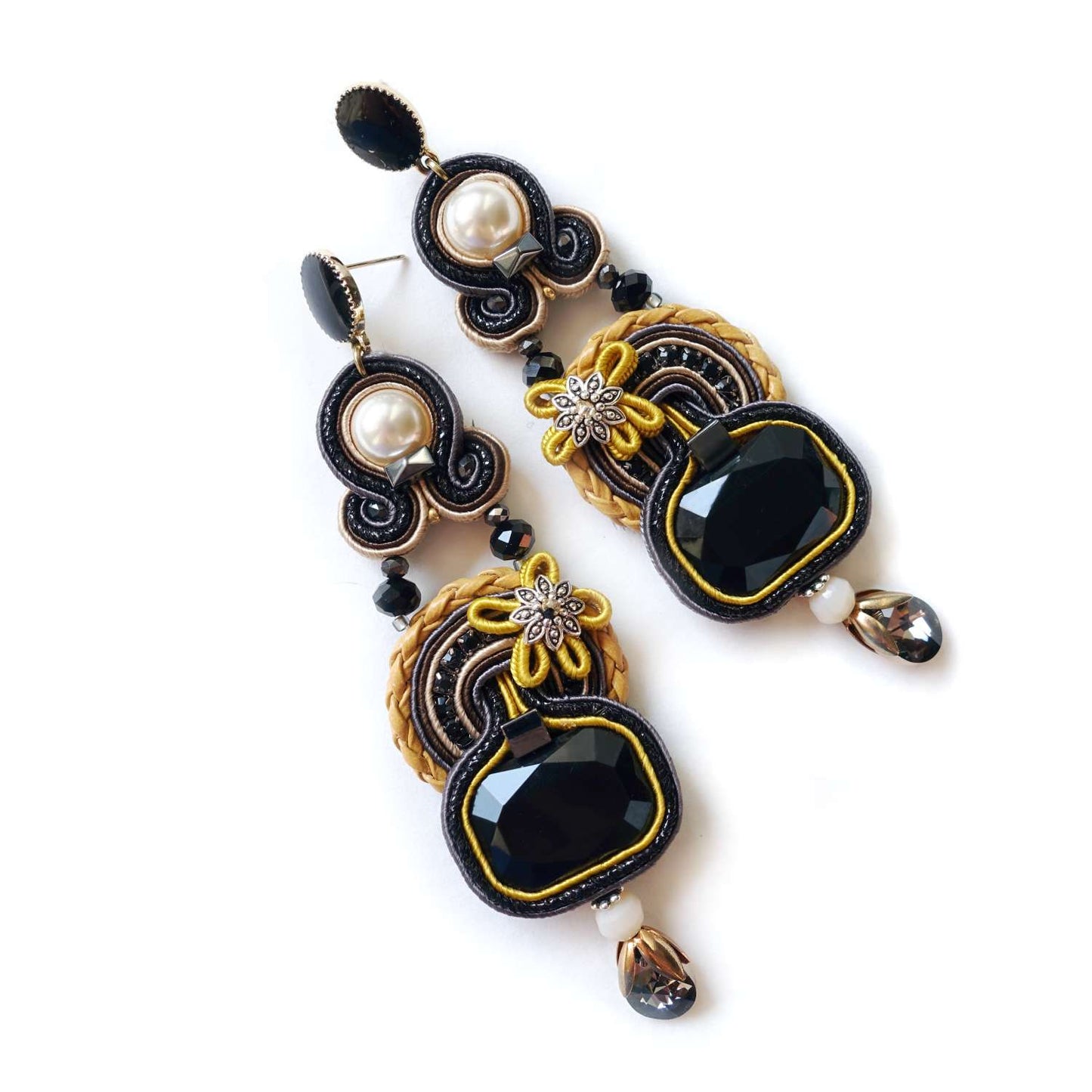 Mustard soutache earrings 115 Makamane
