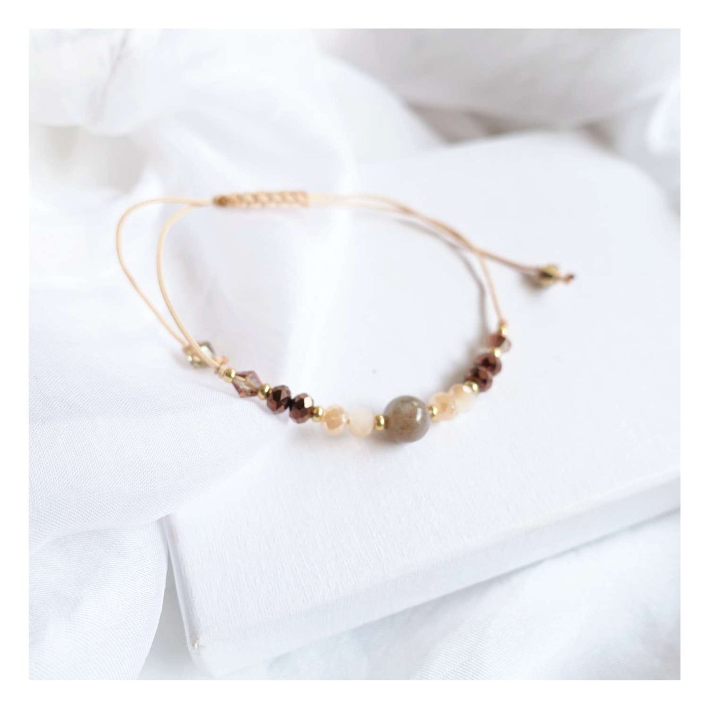 Brown agate natural stone string bracelet, TD9215
