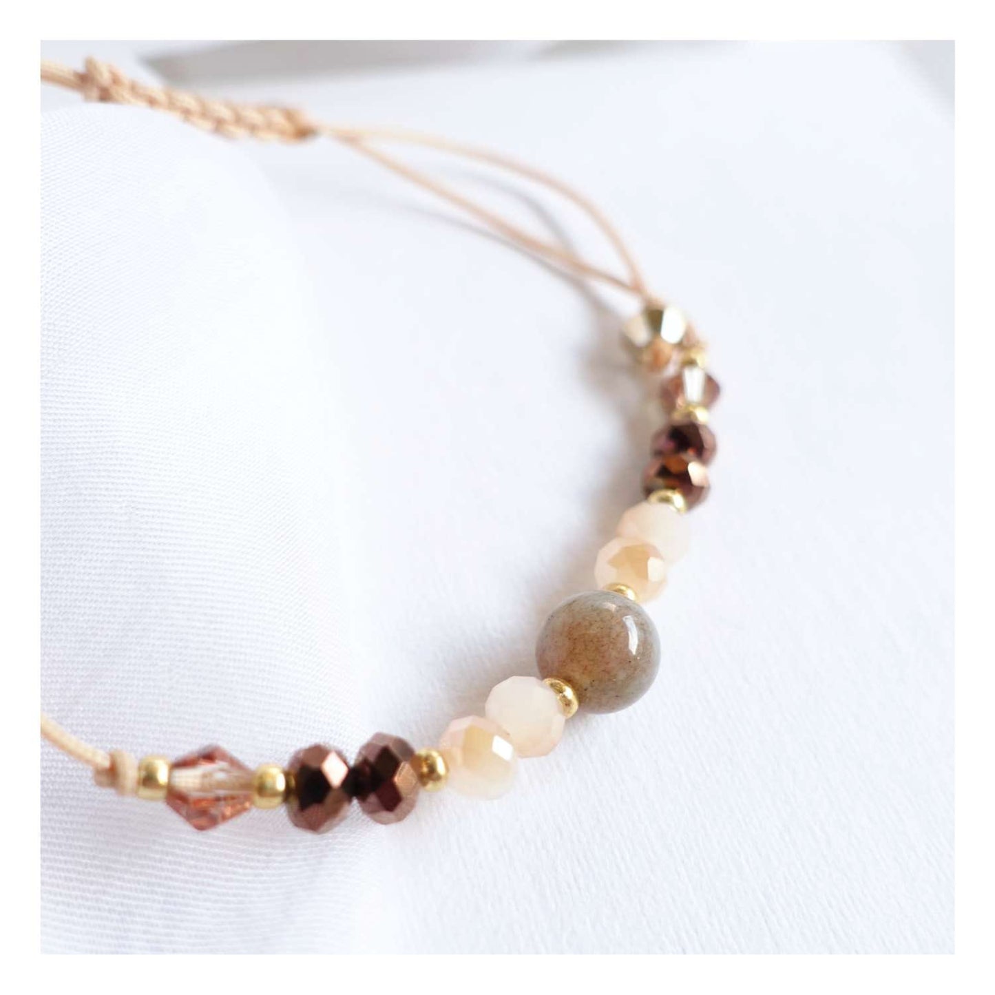 Brown agate natural stone string bracelet, TD9215