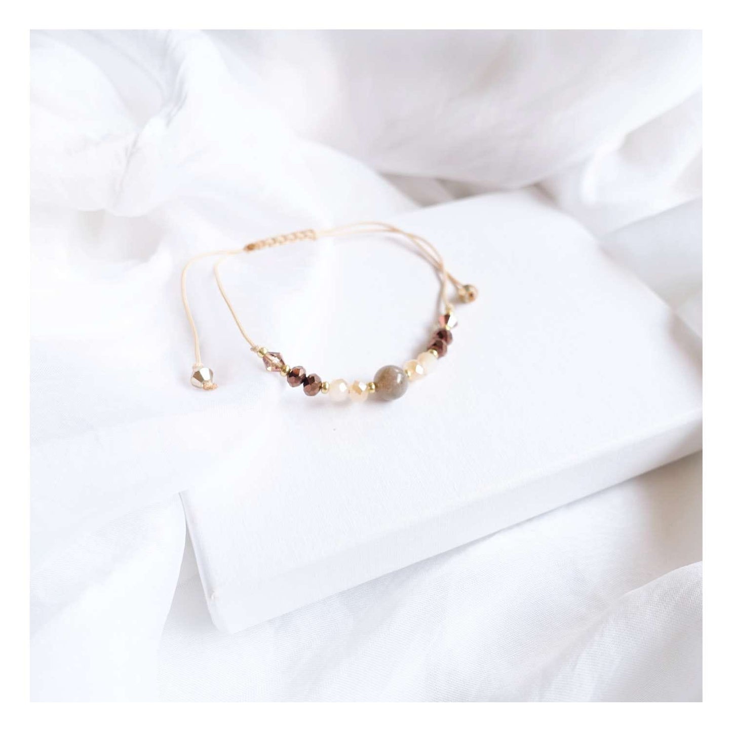 Brown agate natural stone string bracelet, TD9215