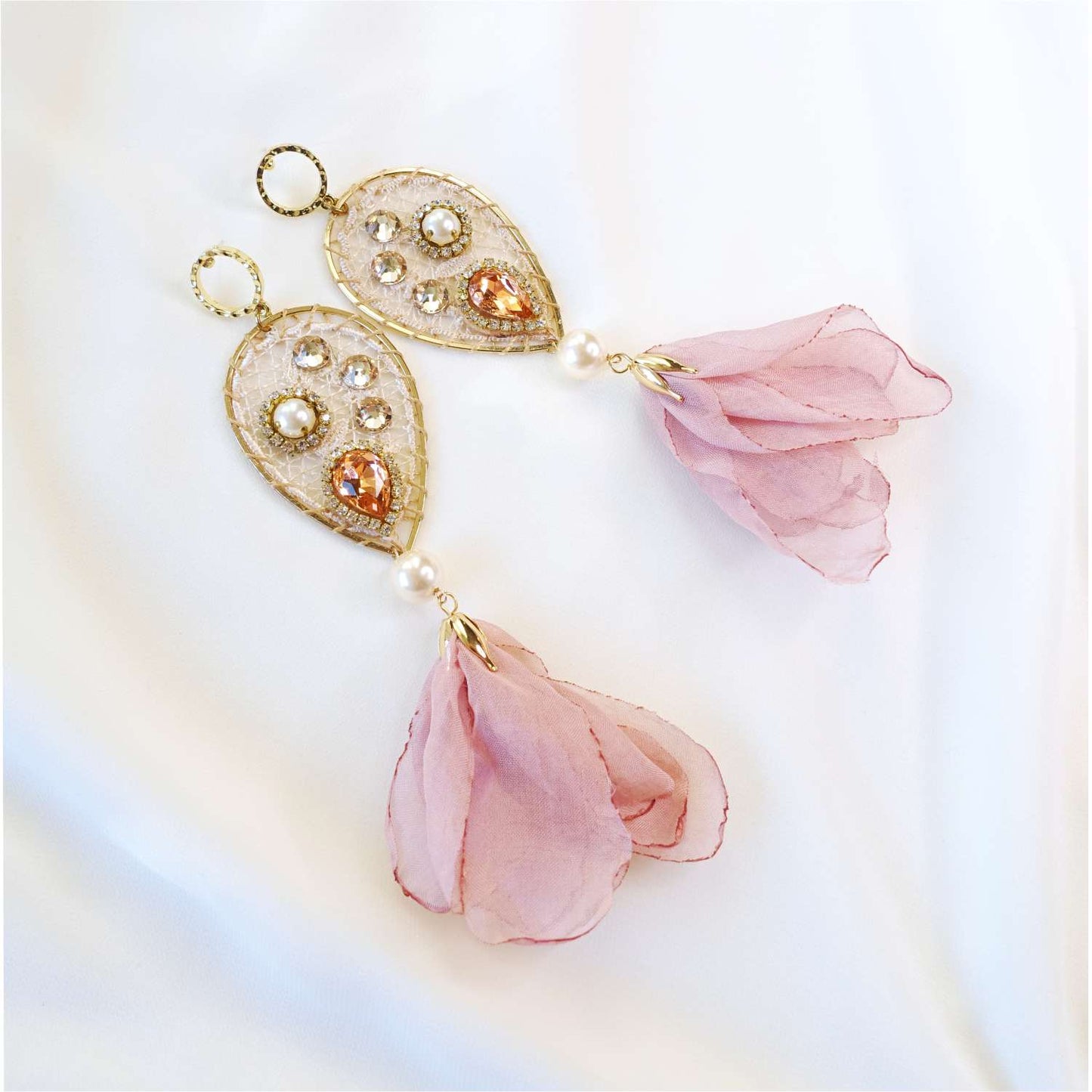 Pink earrings soutache 501 Pinki dream catcher
