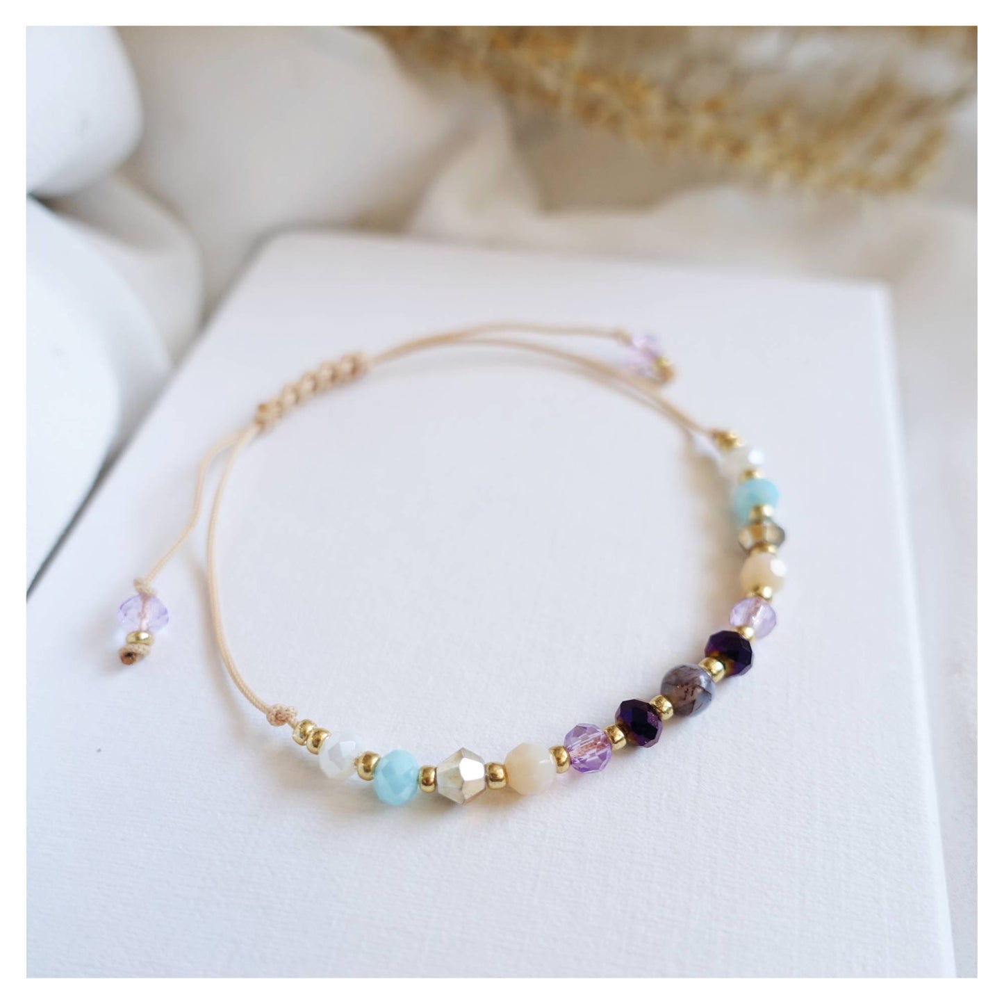 Purple bracelet with natural agate stones, TD9105