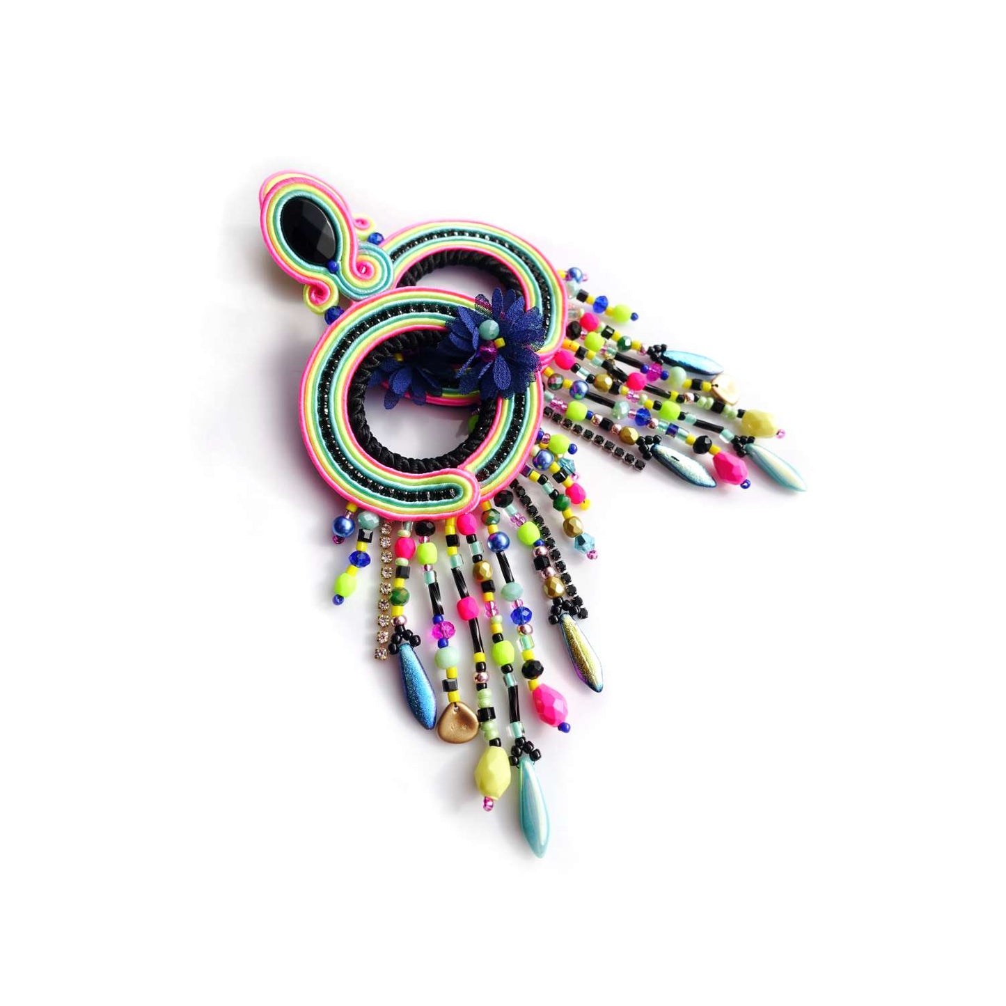 Neon soutache earrings with fringes 149 Damini