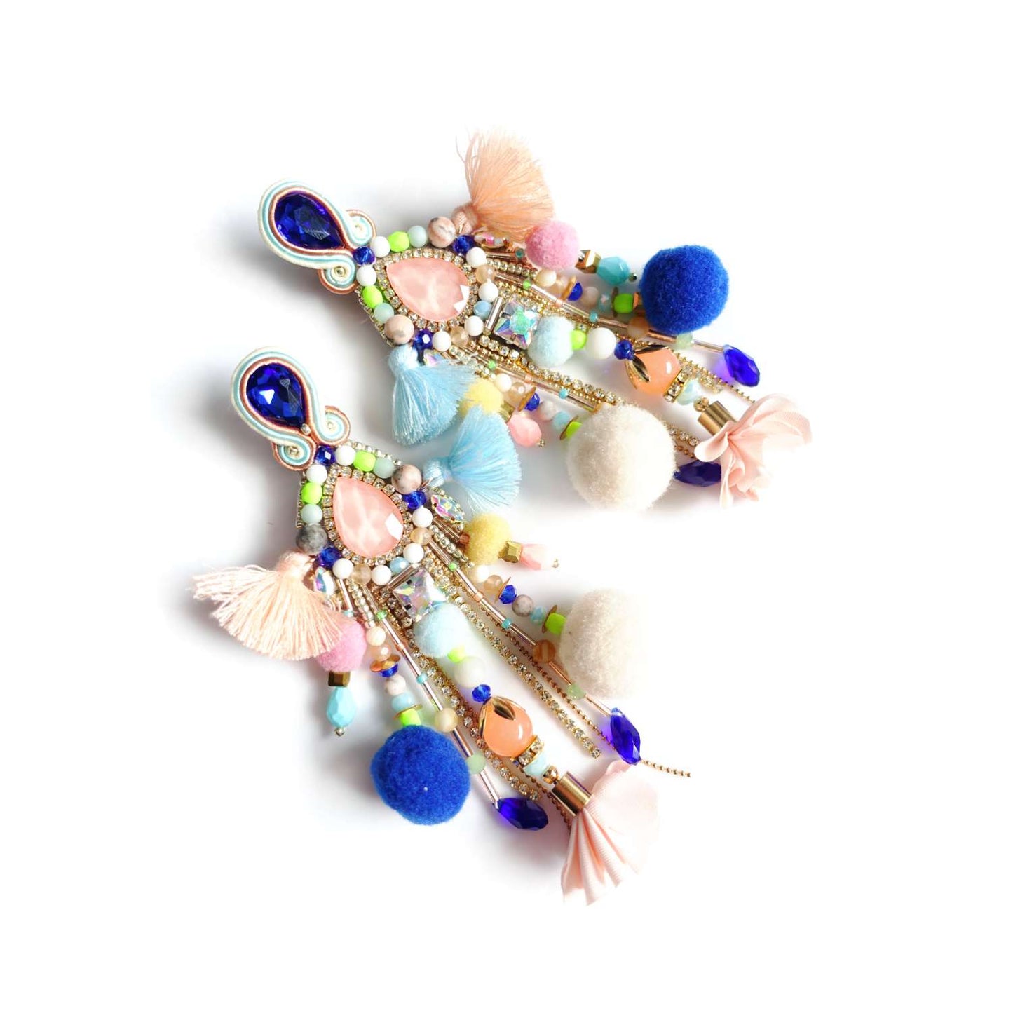 Colorful Agate Tourmaline Tassel Earrings 411 SugarCandy