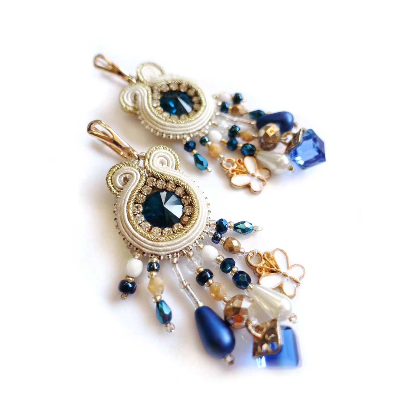White blue soutache earrings 13 BerryDrop