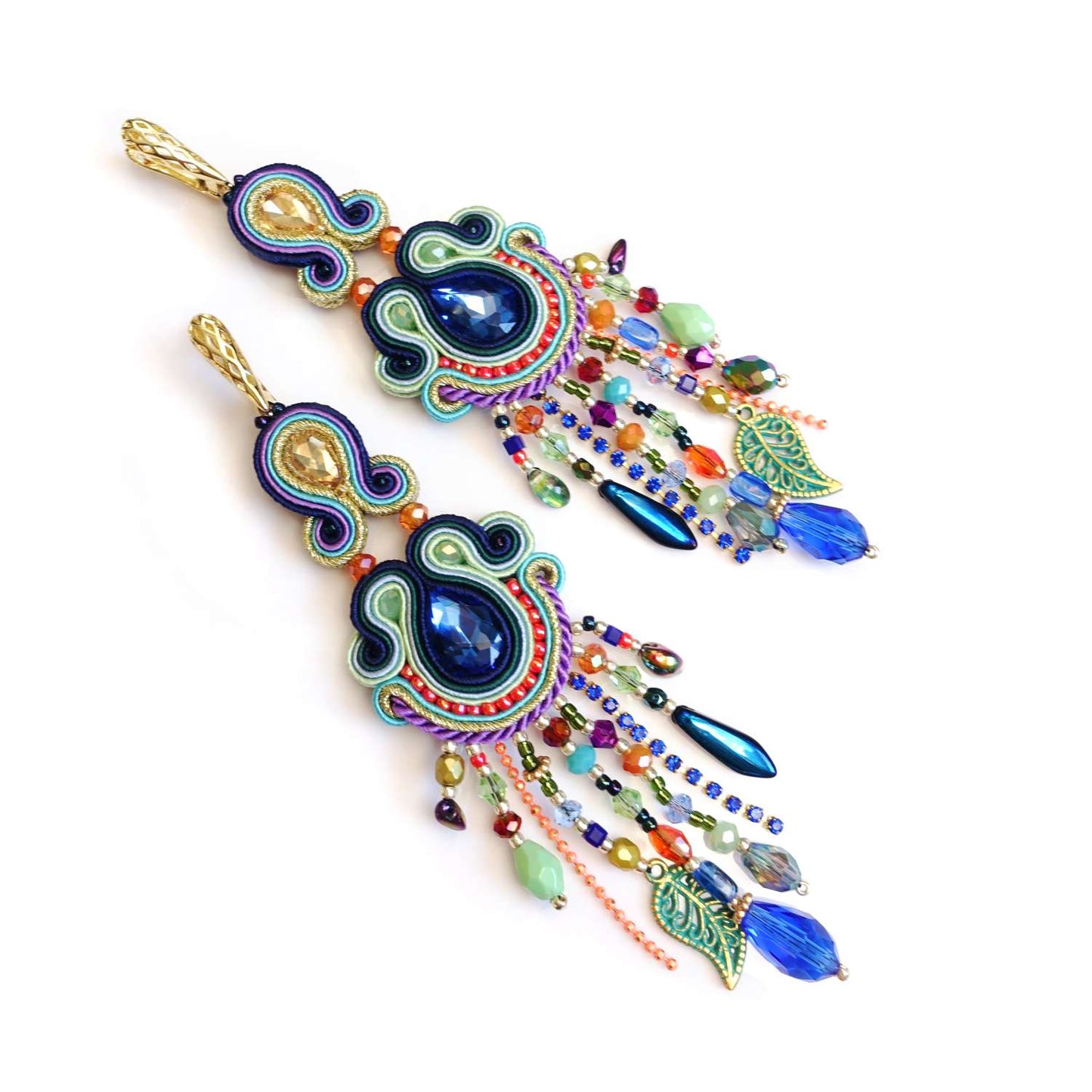 Colorful Soutache Earrings with Fringes 215 Basanti Long