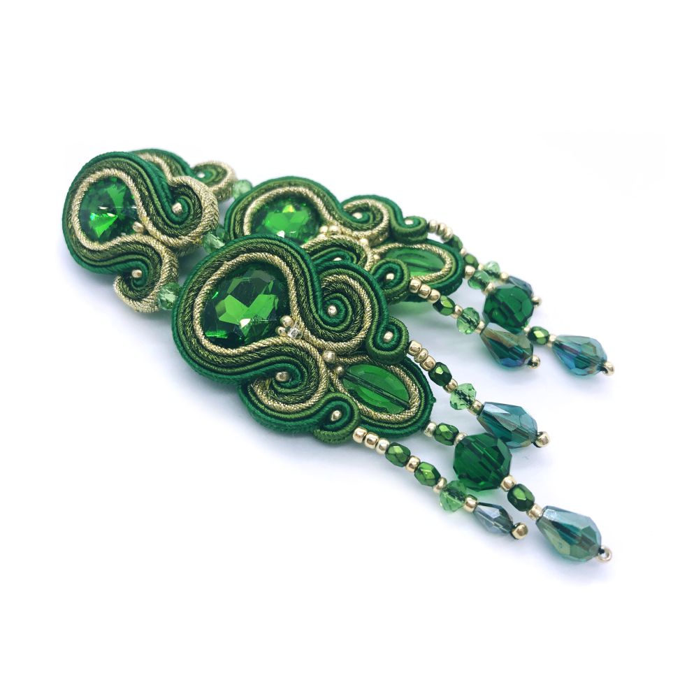 Green emerald soutache earrings 201 Green