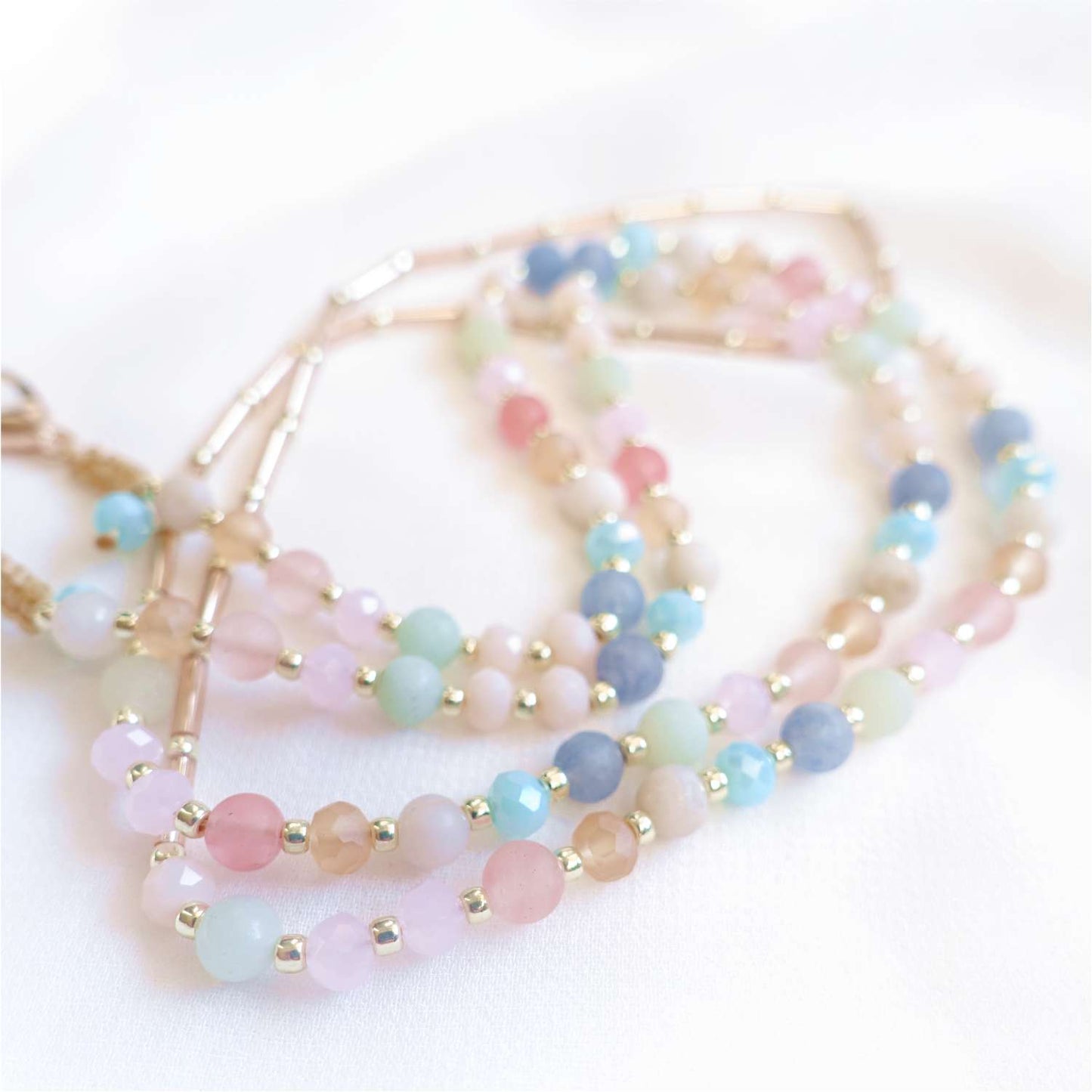 Glasses chain with colored stones amazonite aventurine agate, LadyPastel EGC517