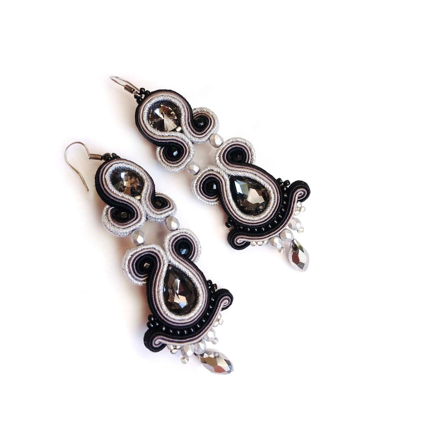 Silver black soutache earrings, 178 BlackSilver