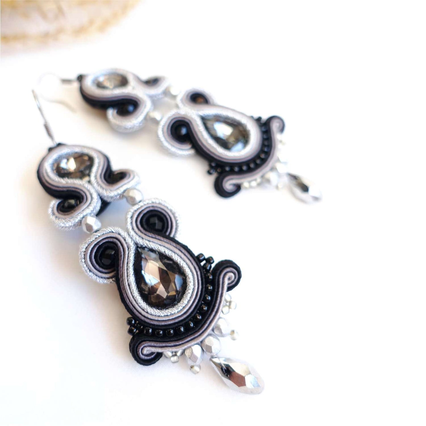 Silver black soutache earrings, 178 BlackSilver
