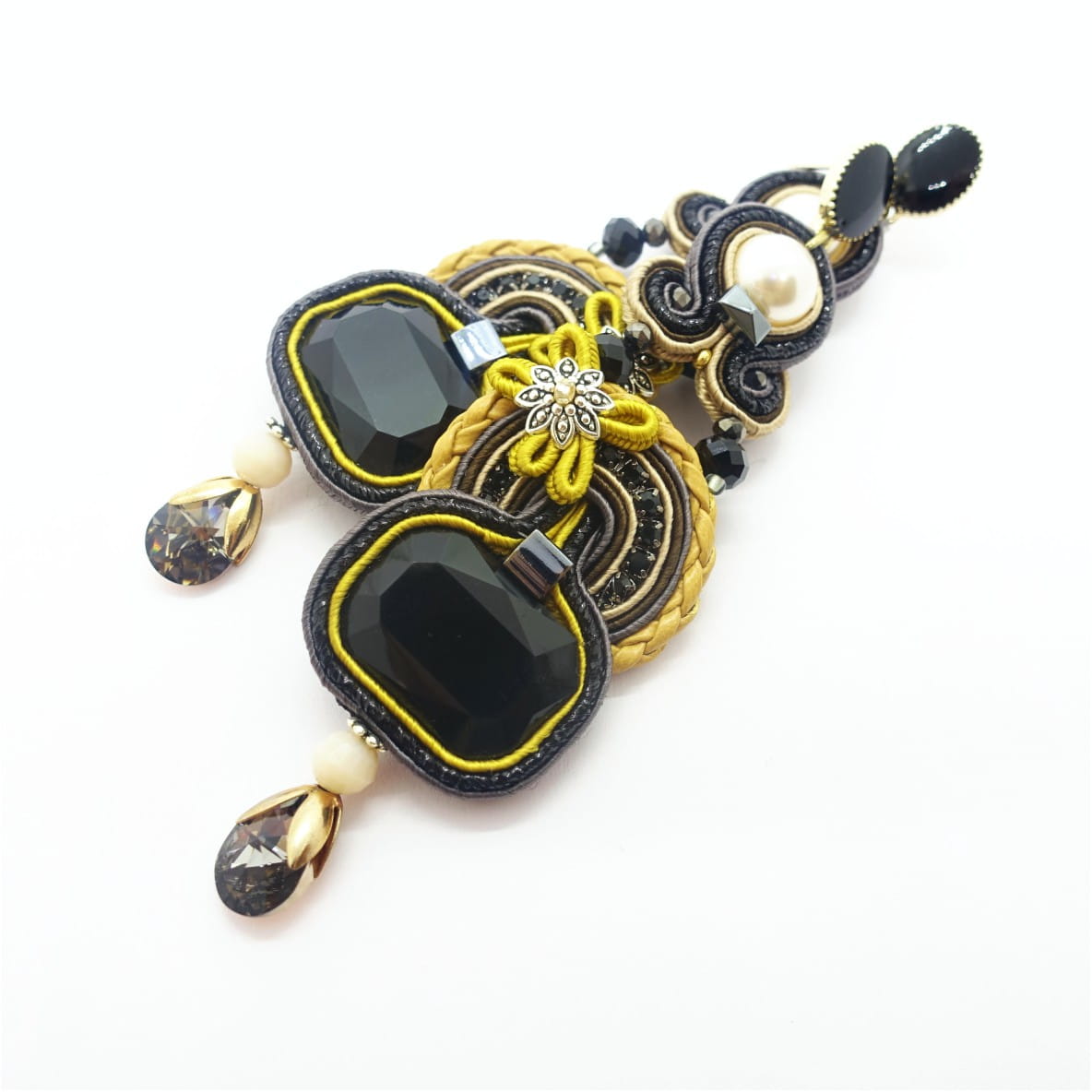 Mustard soutache earrings 115 Makamane