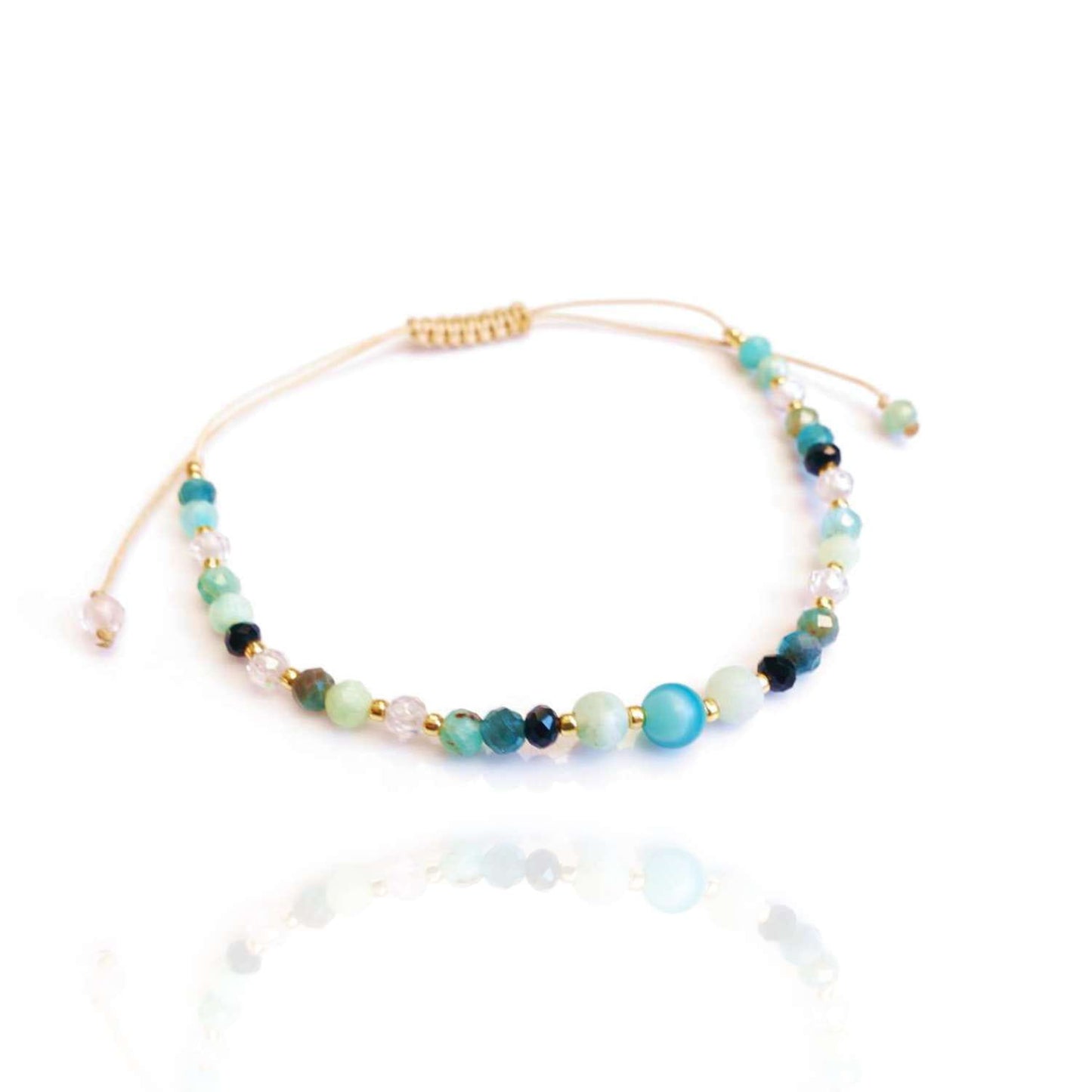 Turquoise bracelet with natural stones tourmaline agate amazonite, TD9280