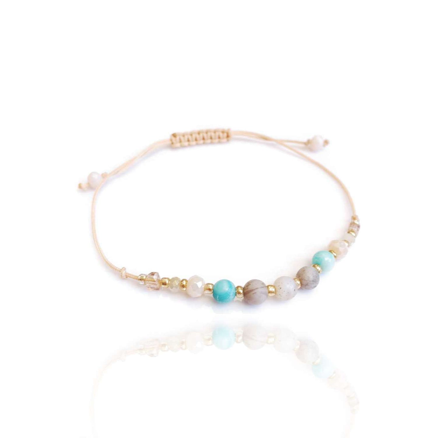 Delicate string bracelet with natural stones amazonite jadeite, TD9310