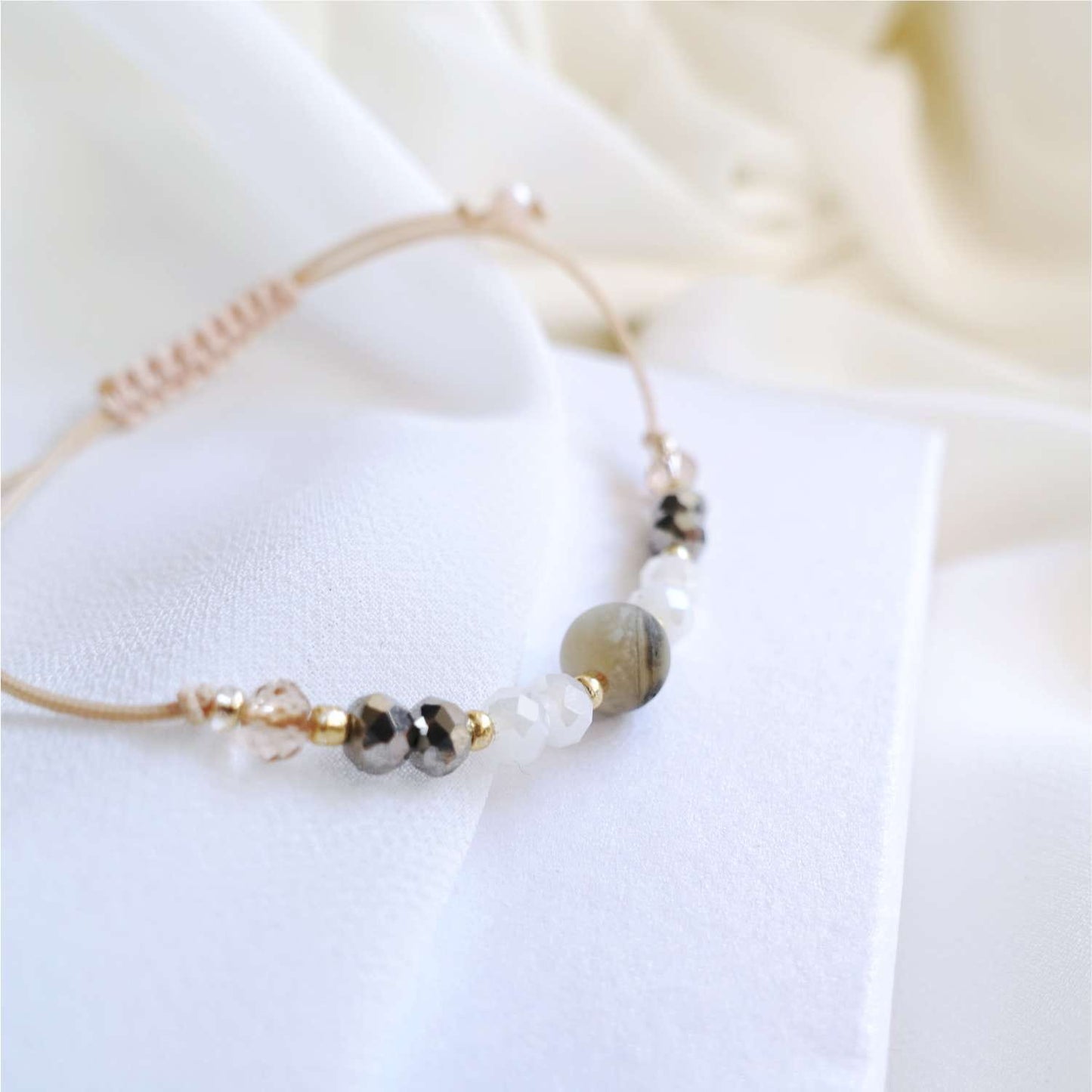 String bracelet with natural stones amazonite, TD9218 TeamBride