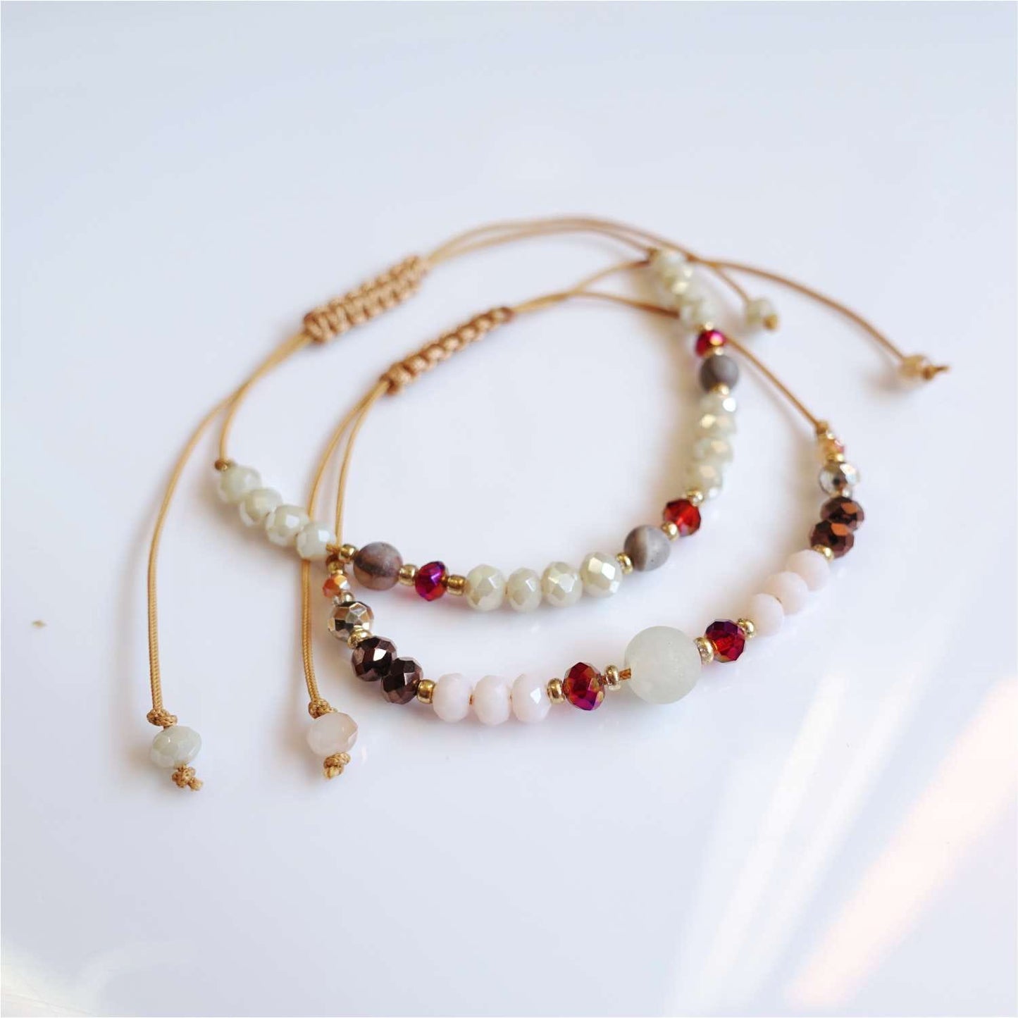 String bracelets with natural stones jade agate, TD9243