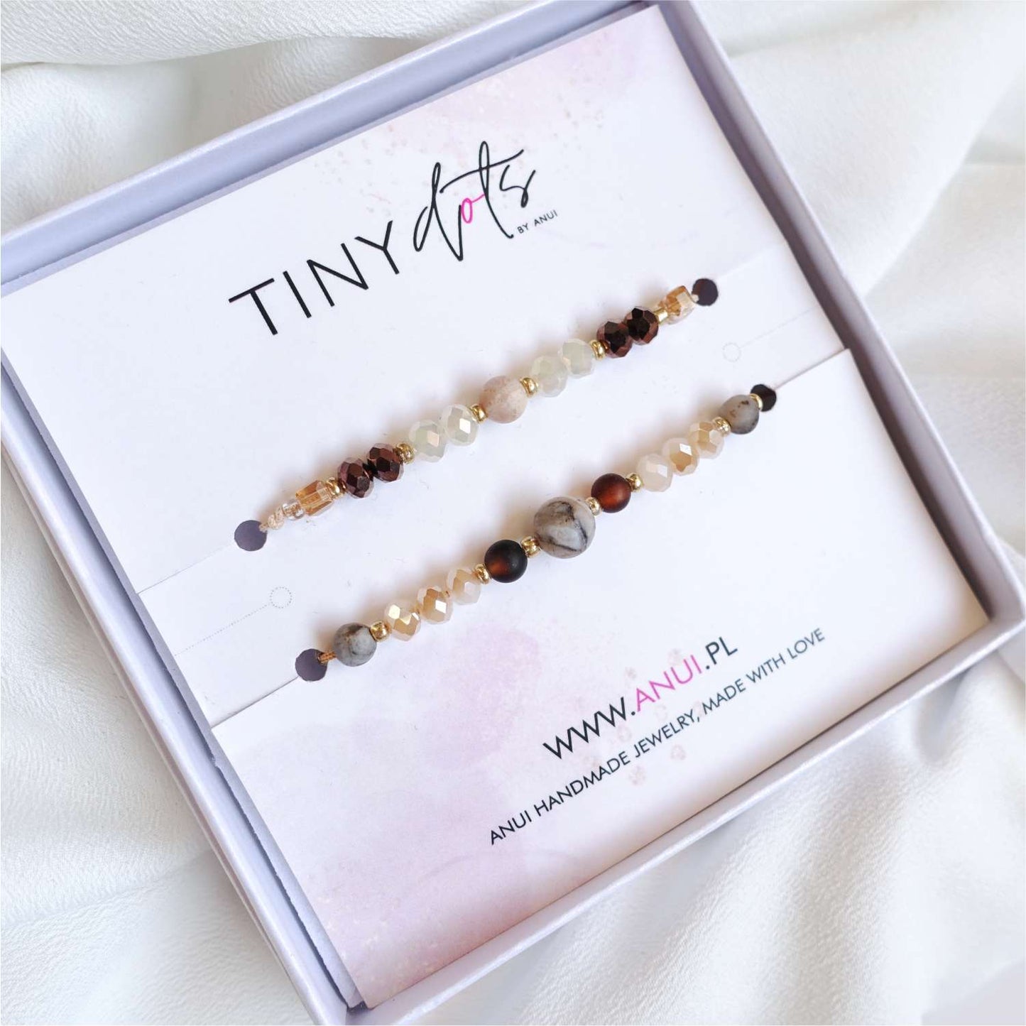 Two string bracelets with natural stones tourmaline agate jadeite, TD9251