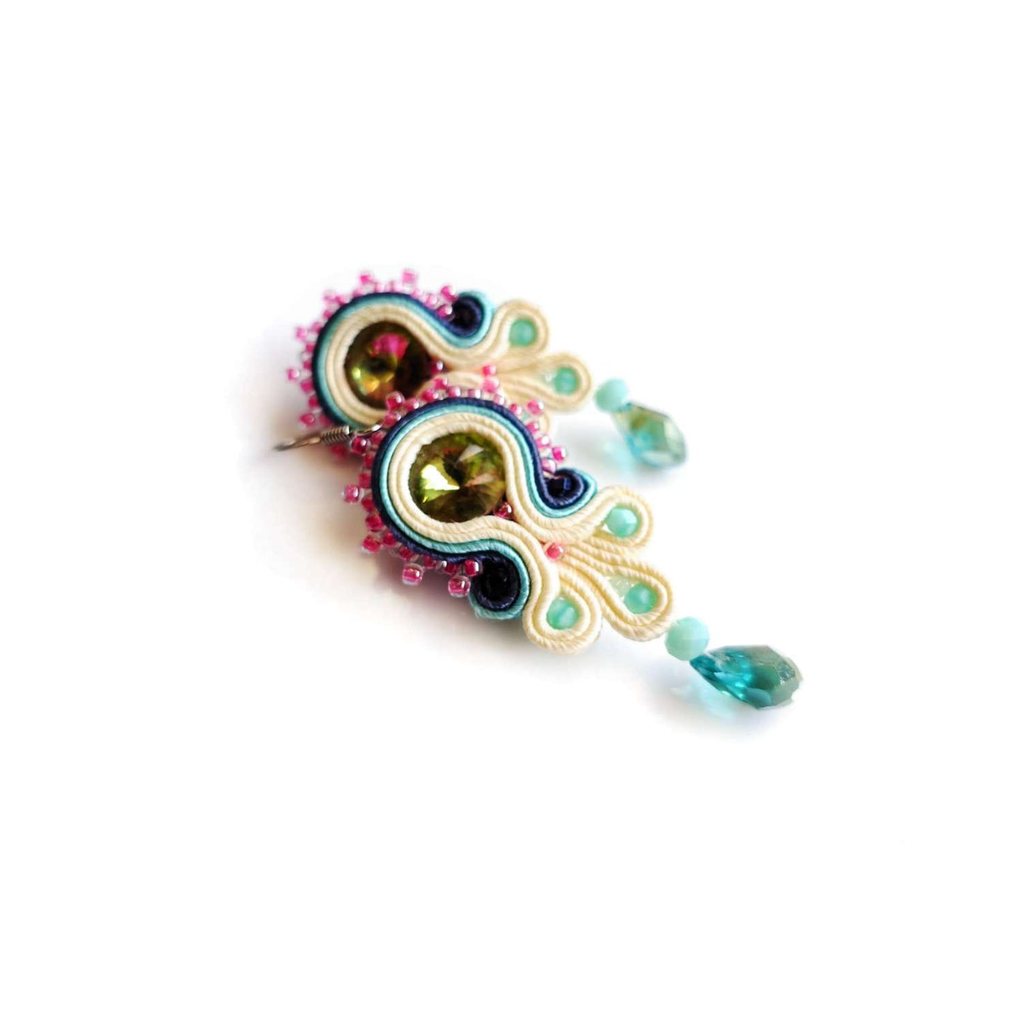 Colorful small soutache earrings, 175 Lolipop