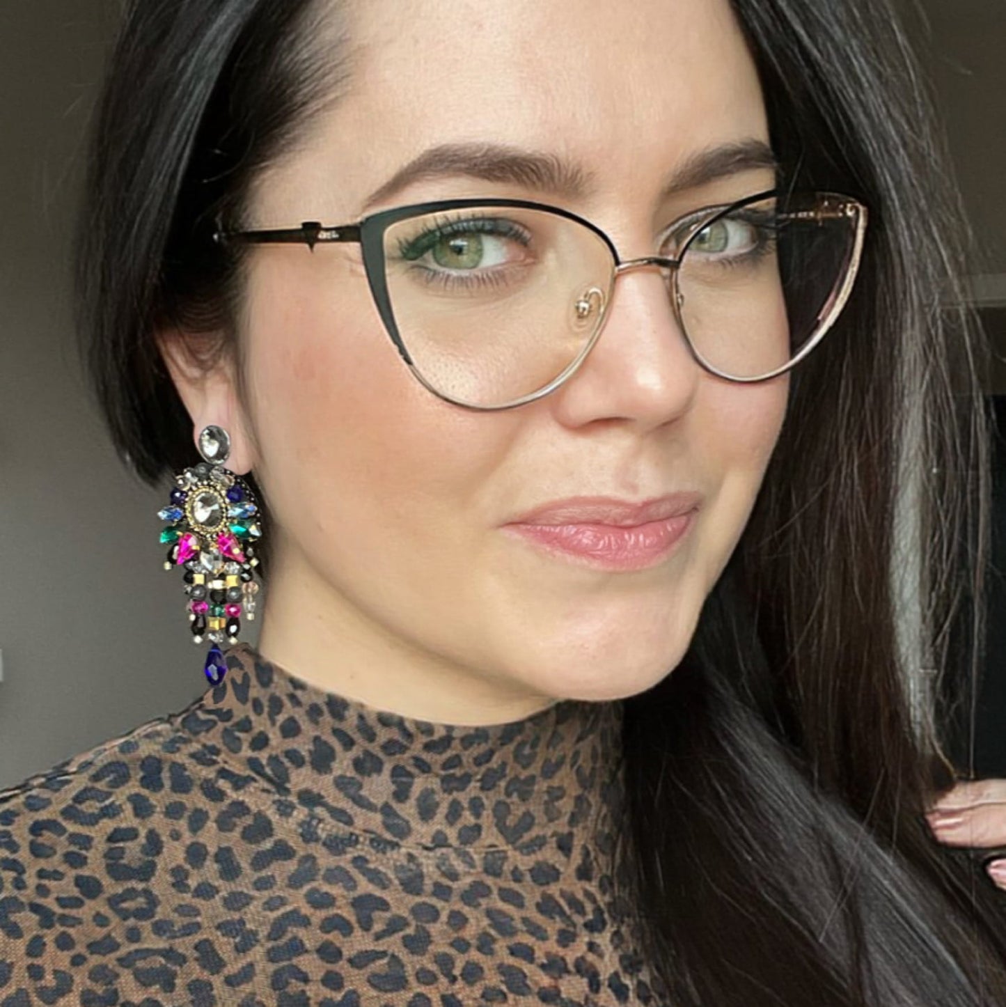 Crystal earrings with lava stones 418 BlackFolk