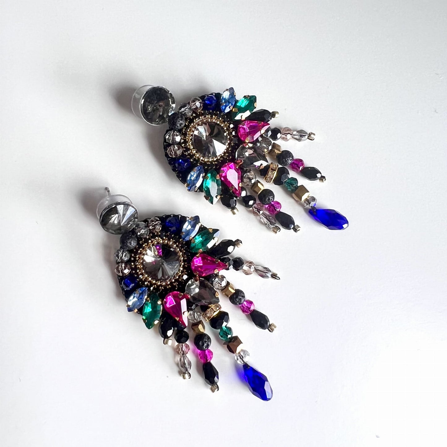 Crystal earrings with lava stones 418 BlackFolk