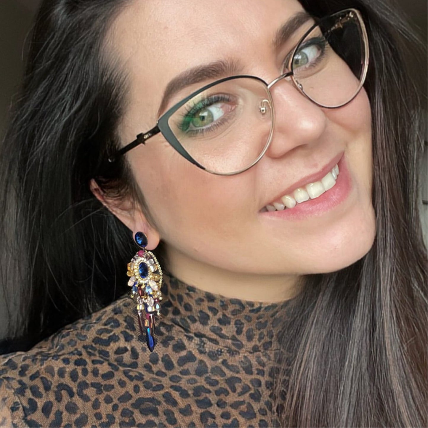 Crystal earrings with rubies 418 BlueViolet