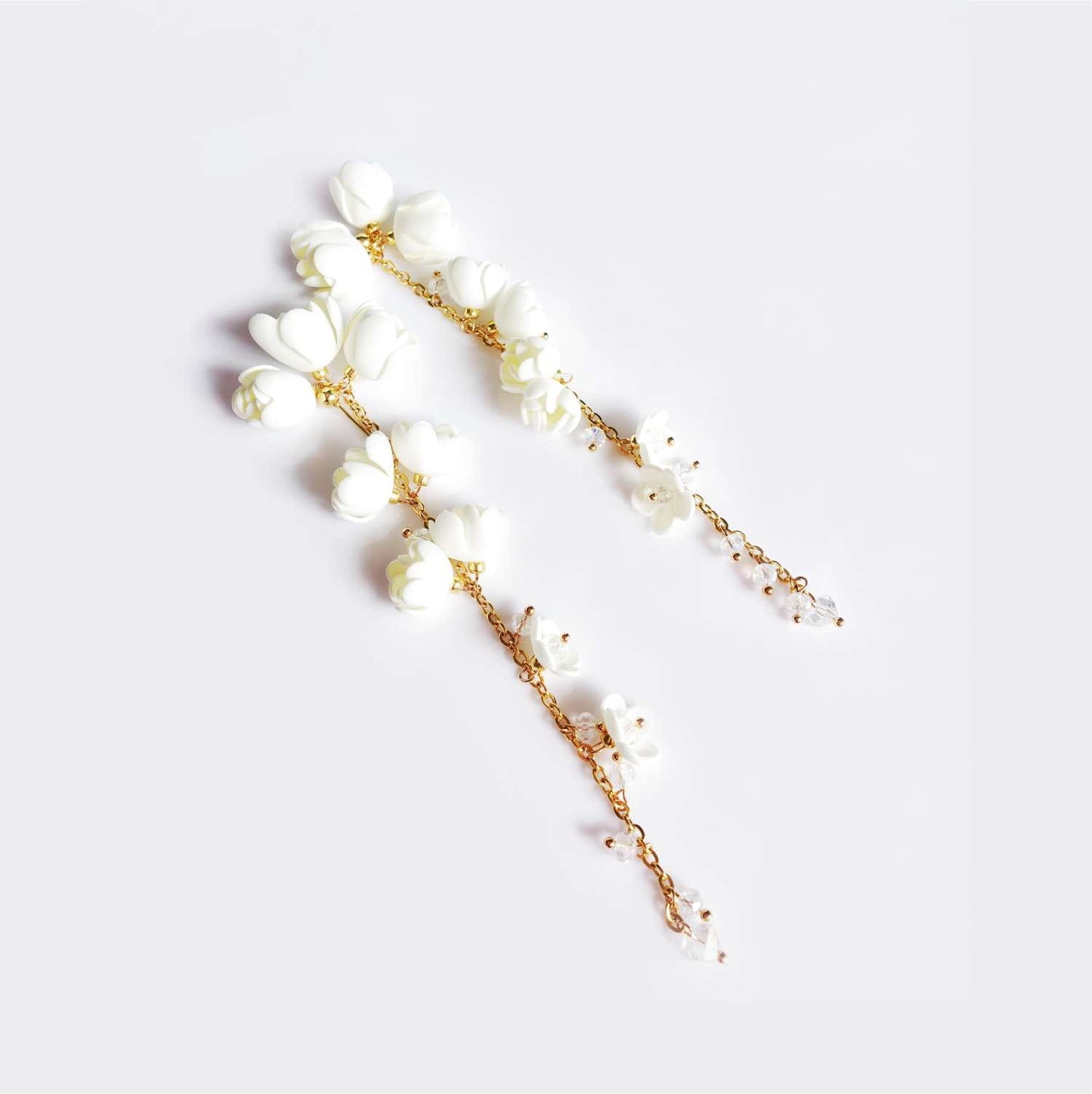 Wedding cream flower earrings on a gold chain 867 Cream Lily of the Valley