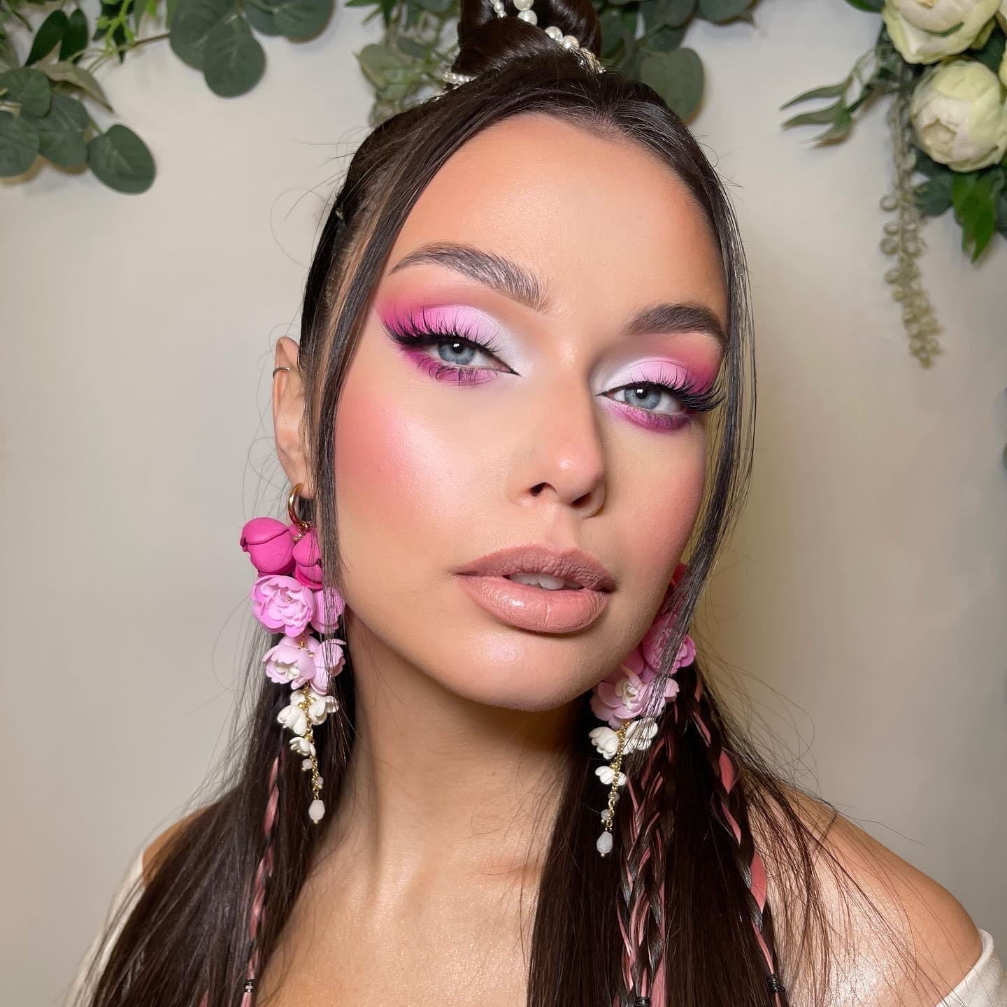 Pink Ombre Grapes Flower Earrings 863 Pink Ombre Grapes