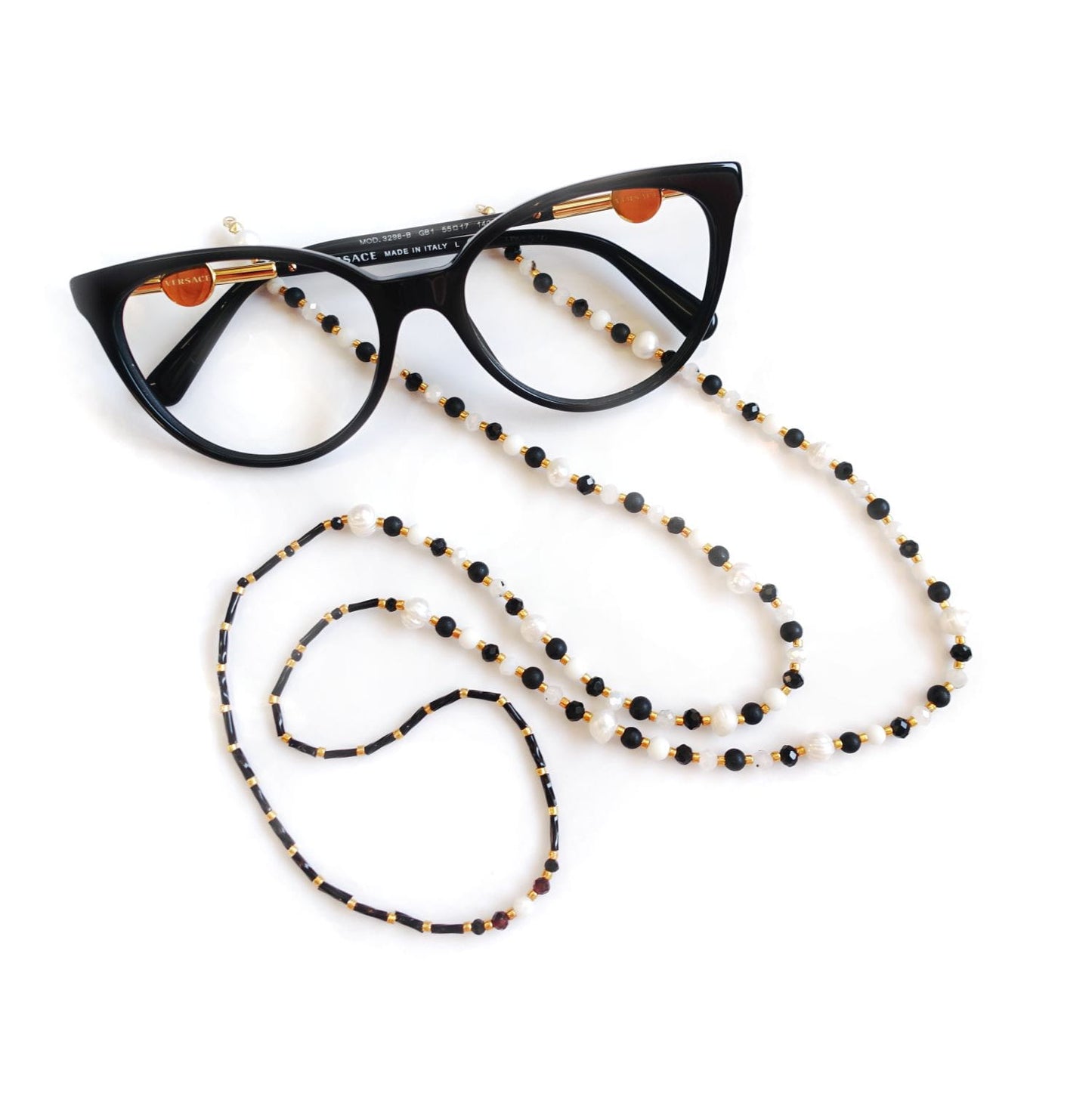 Black and white crystal glasses chain, Demedis EGC502