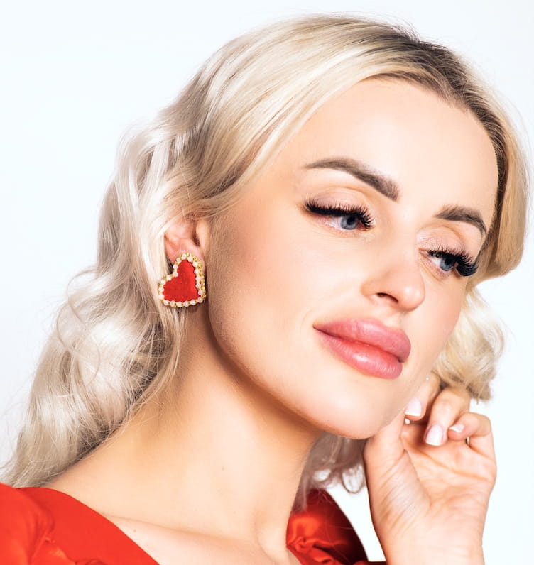 Red heart earrings with crystals 440 Tina Red Heart