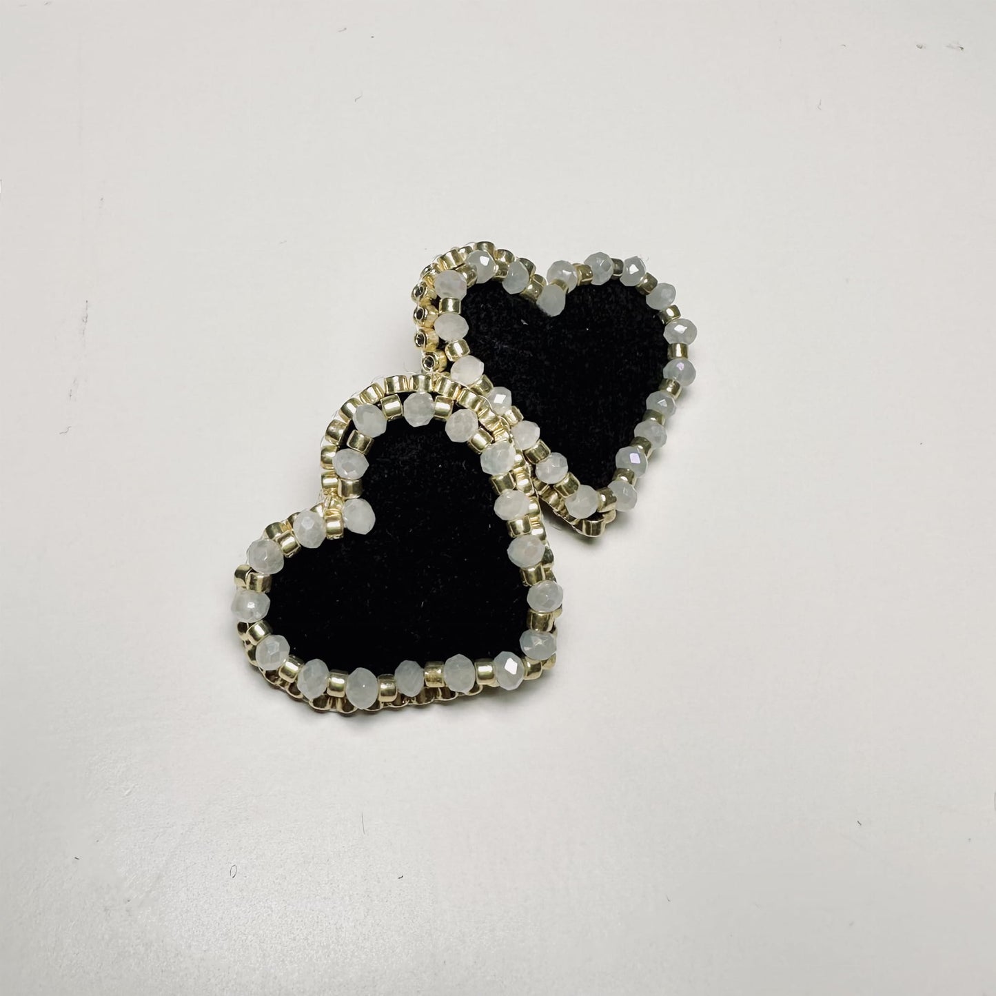 Black Heart Earrings with Crystals 440 Tina Black Heart