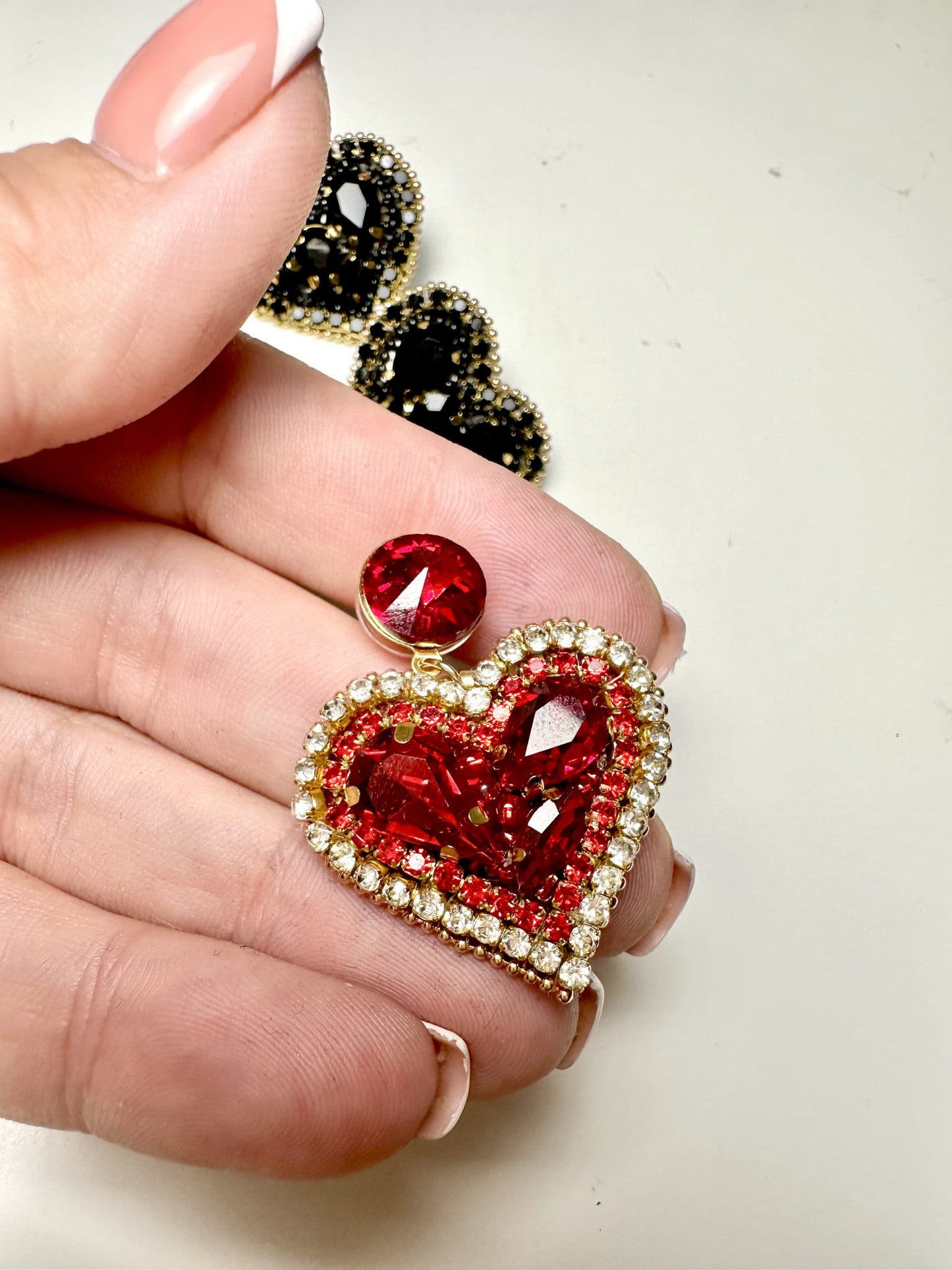 Heart earrings with red crystals 442 Fiona Red Heart