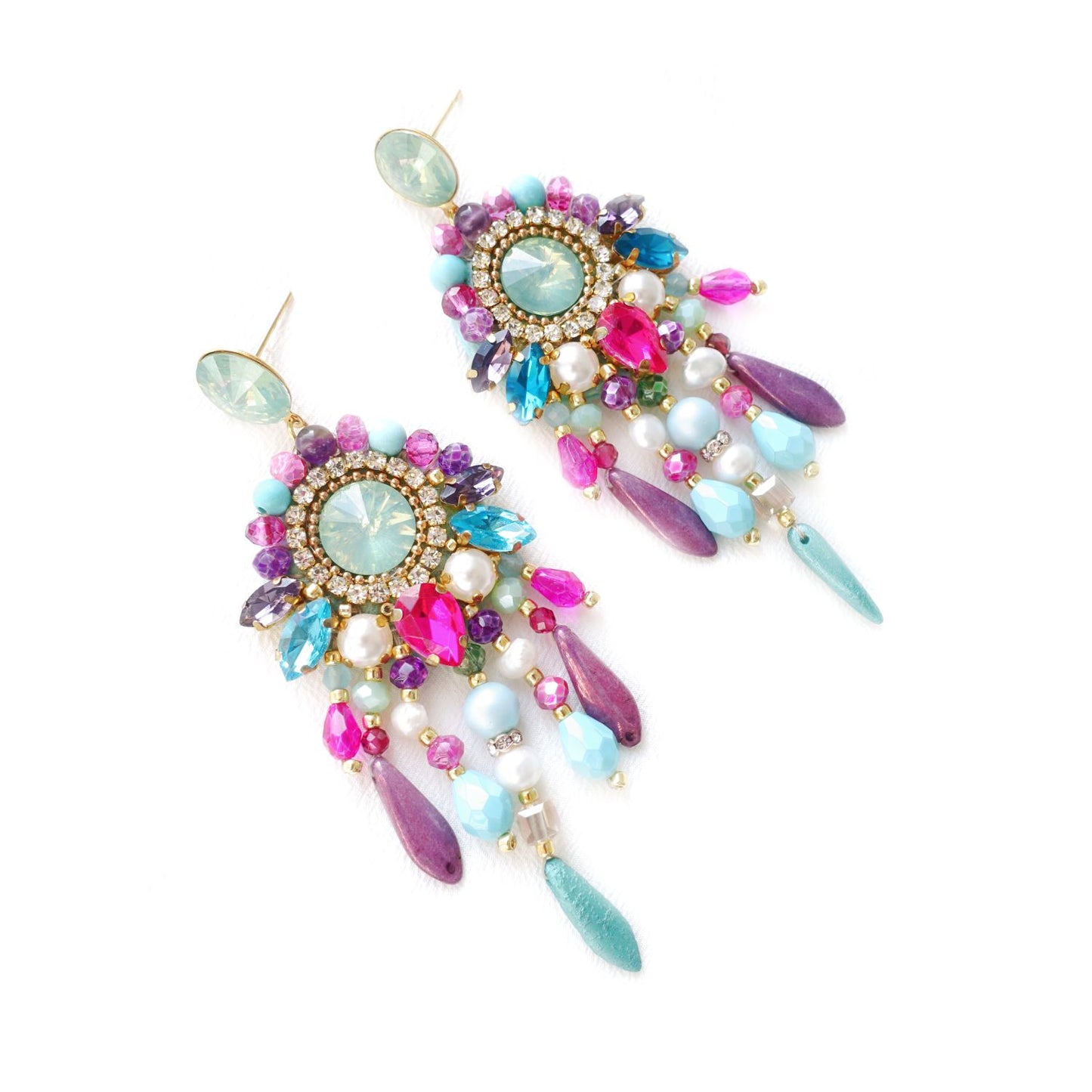 Pastel Crystal Earrings with Rubies - 418 SugarPastel
