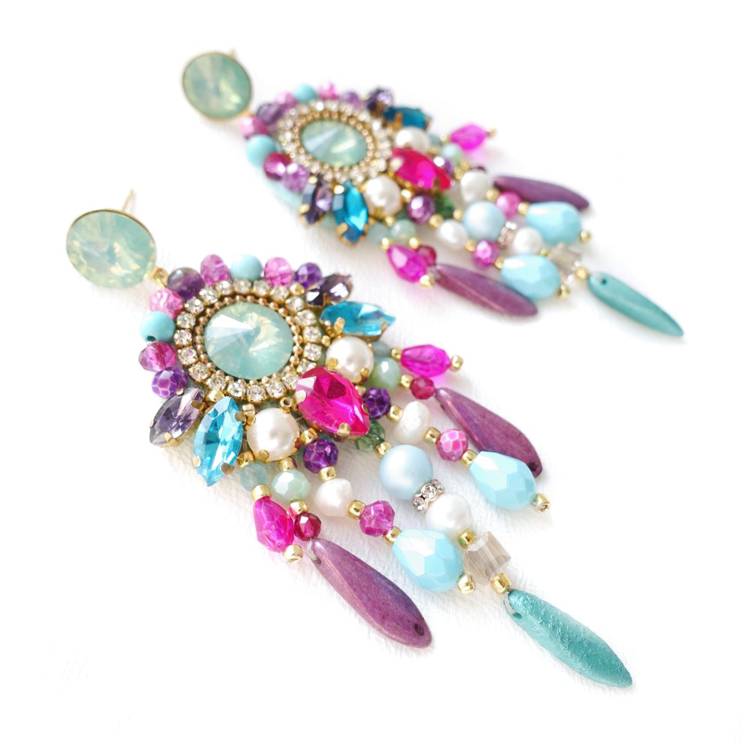 Pastel Crystal Earrings with Rubies - 418 SugarPastel