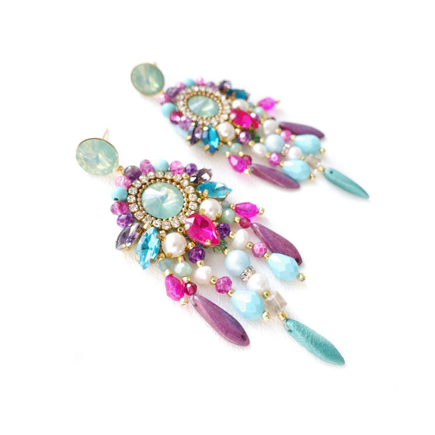 Pastel Crystal Earrings with Rubies - 418 SugarPastel