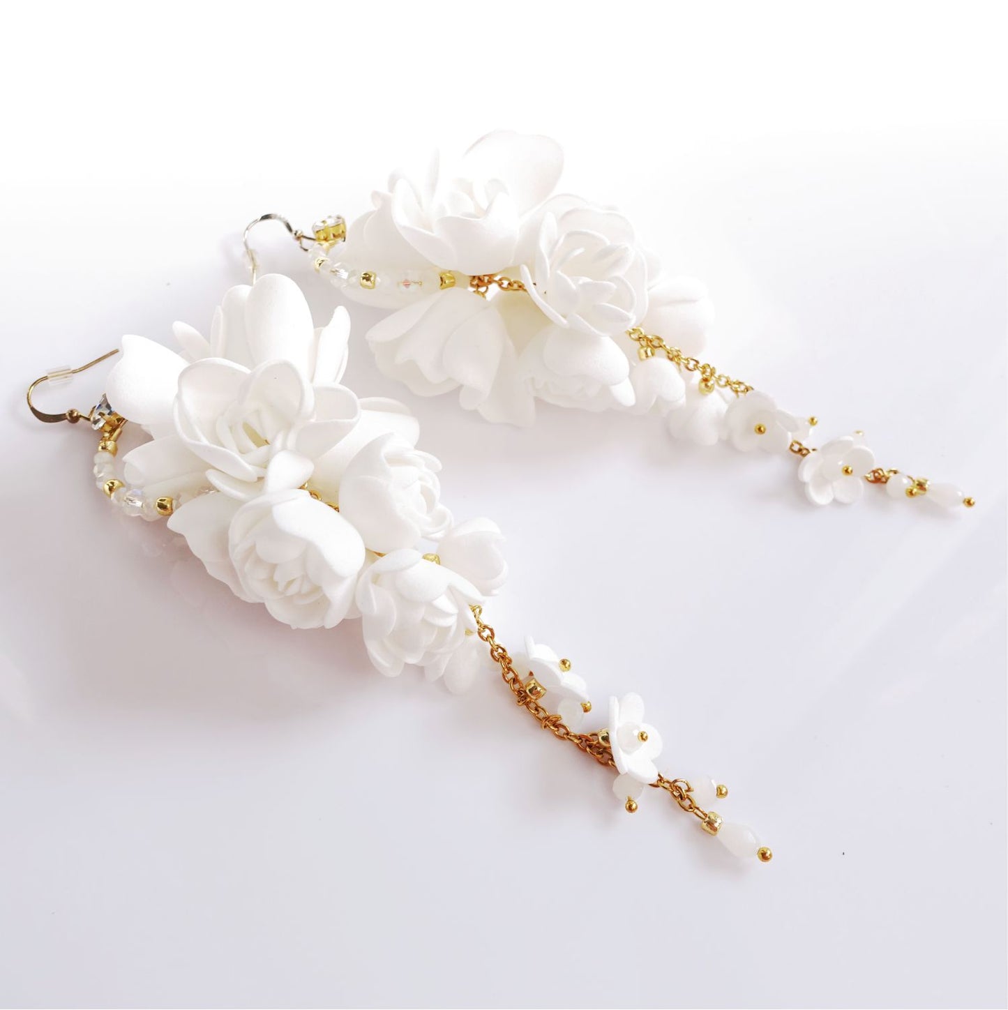 White grape flower earrings on a gold chain 863 White Grapes S