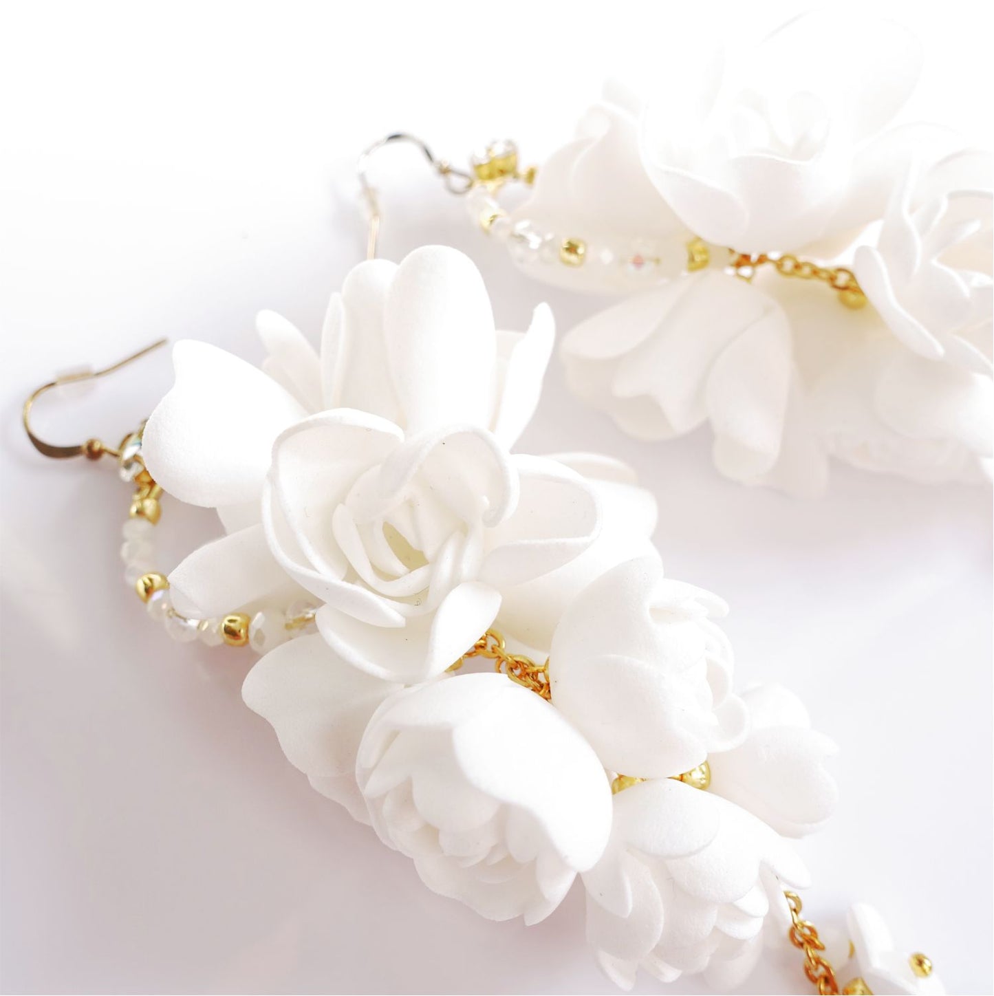 White grape flower earrings on a gold chain 863 White Grapes S