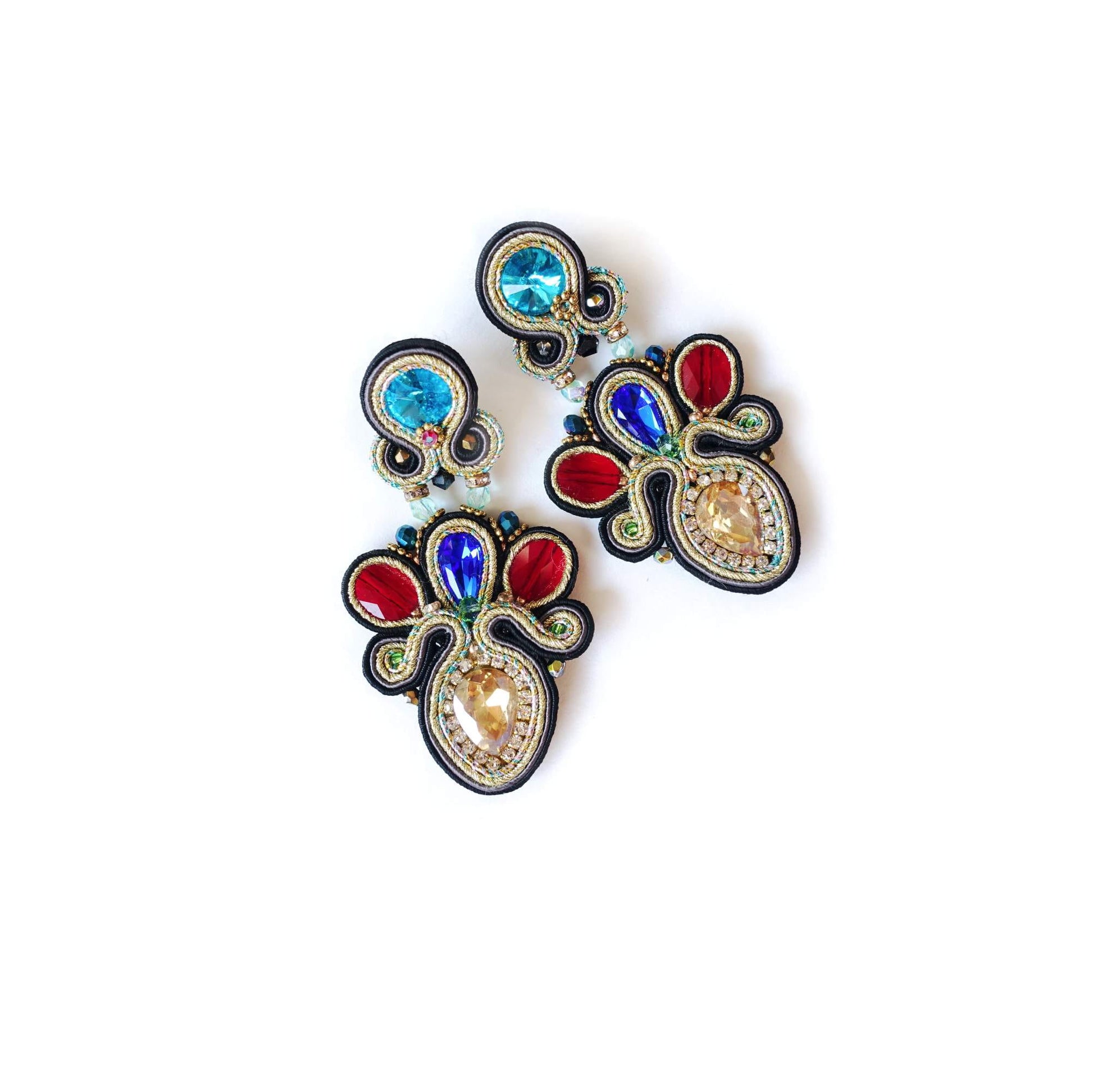 Pendientes de soutache coloridos con cristales 309 LomiLomi