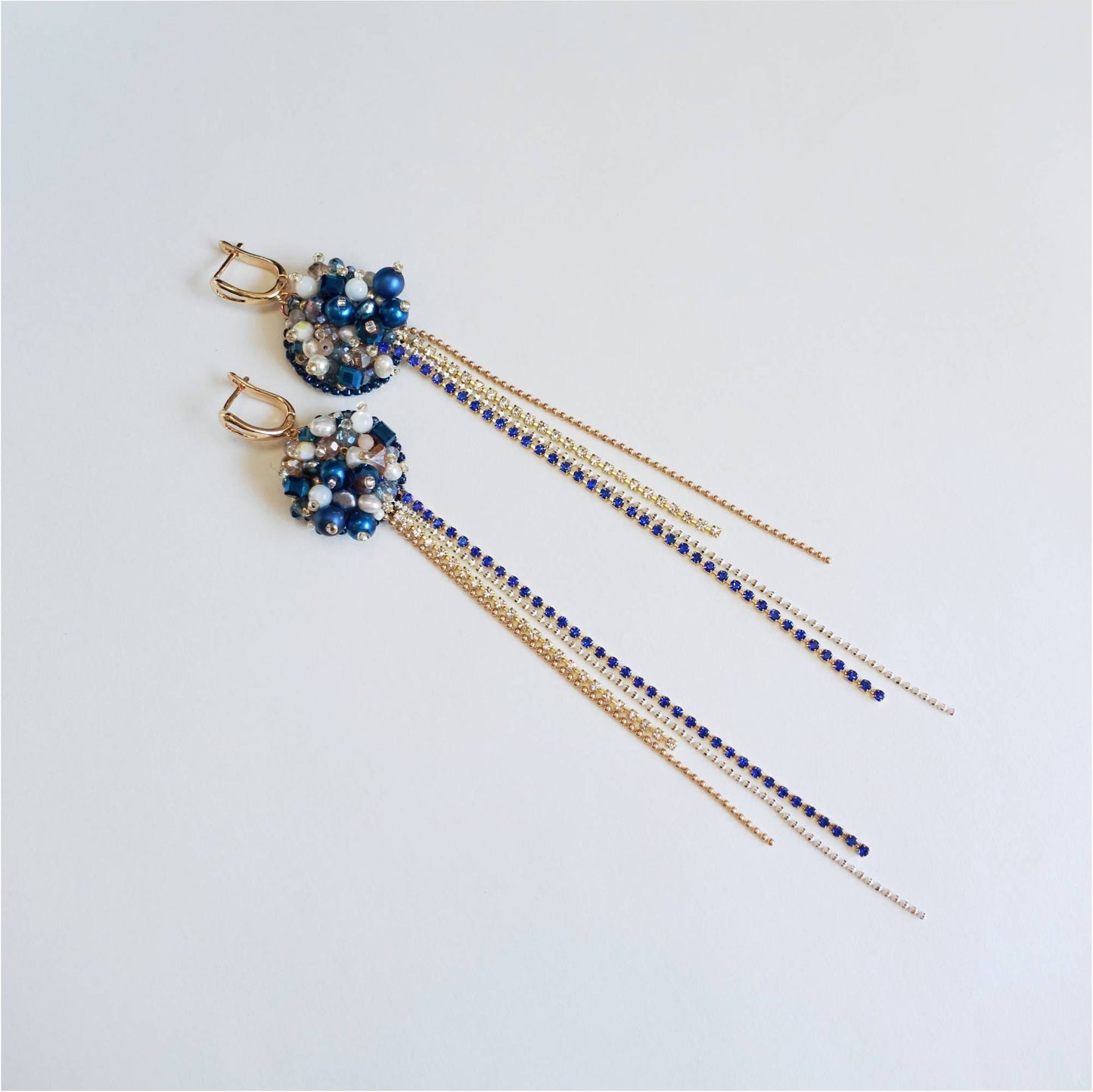 Pendientes de perla azul y blanca 07 Marine