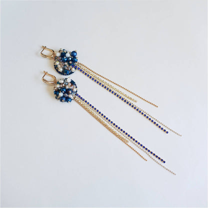 Pendientes de perla azul y blanca 07 Marine