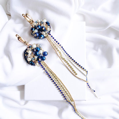 Pendientes de perla azul y blanca 07 Marine