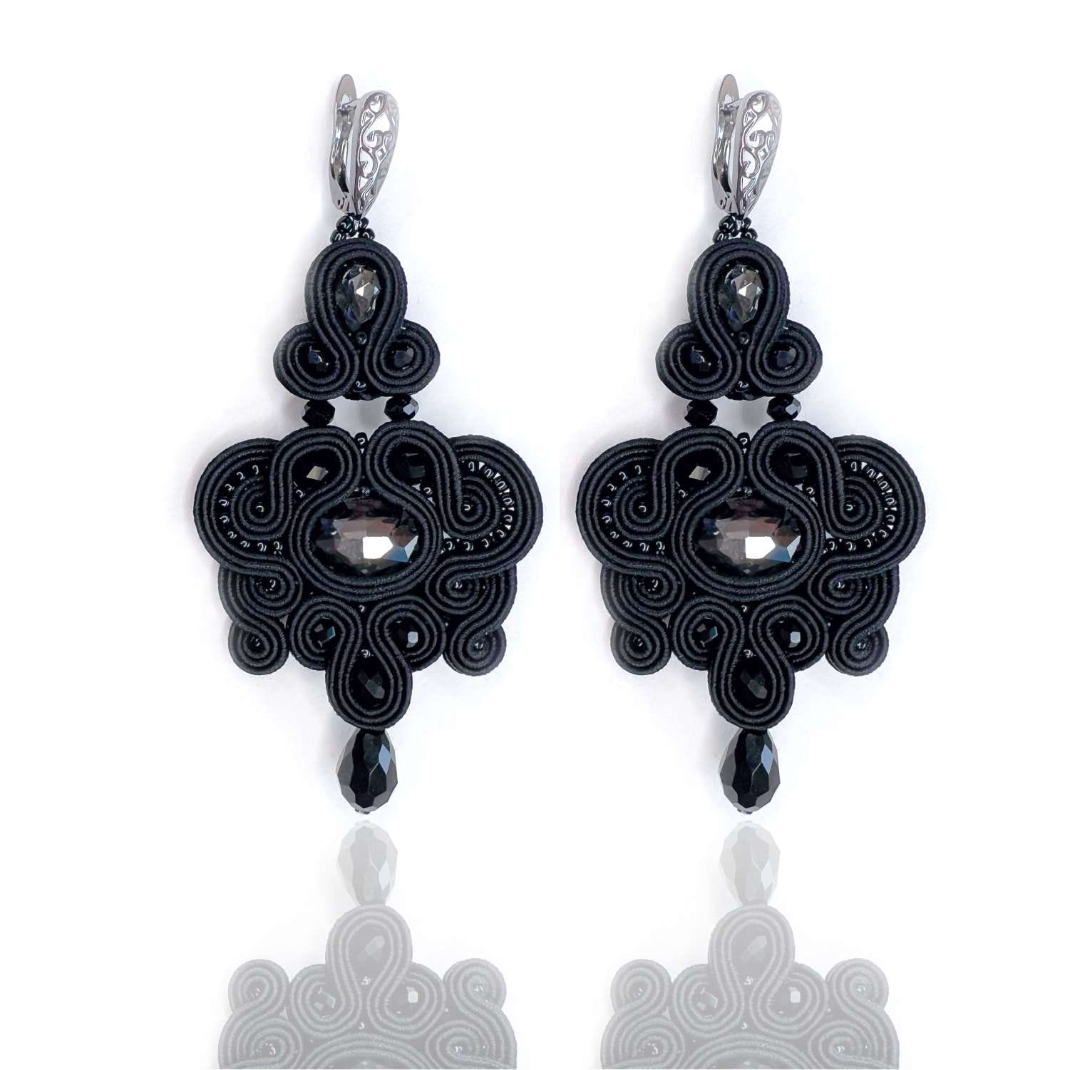 Pendientes de soutache negro candelabro 212 BlackLady
