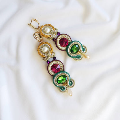 Mustard green soutache earrings 406 Affaro II