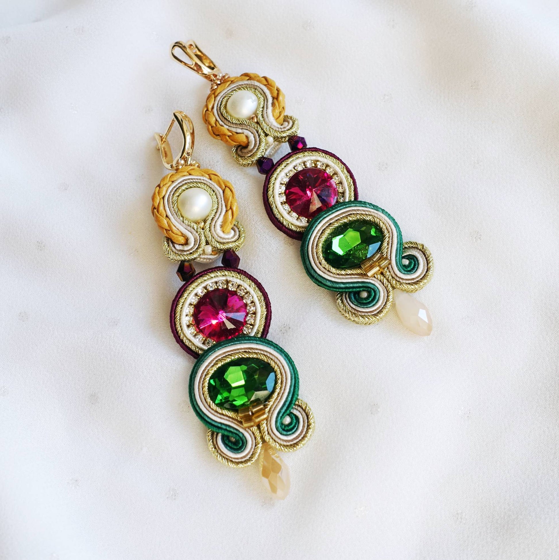Mustard green soutache earrings 406 Affaro II