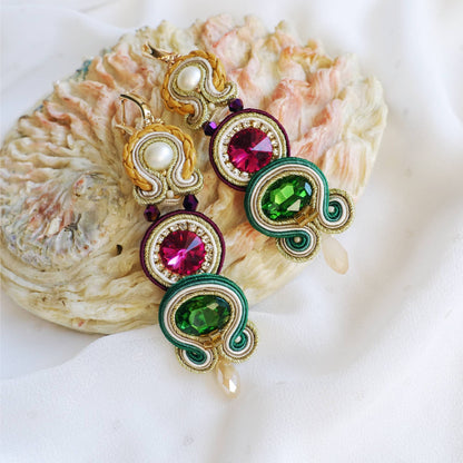 Mustard green soutache earrings 406 Affaro II