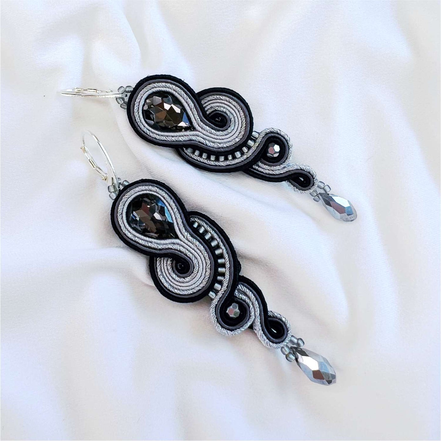 Black and silver soutache earrings 18 Medusa BlackSilver