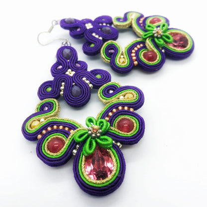 Violet earrings soutache 129 VioletGreen