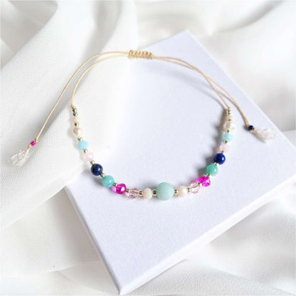 Bransoletka z kamieni naturalnych lapis lazuli amazonit perła, TD9120
